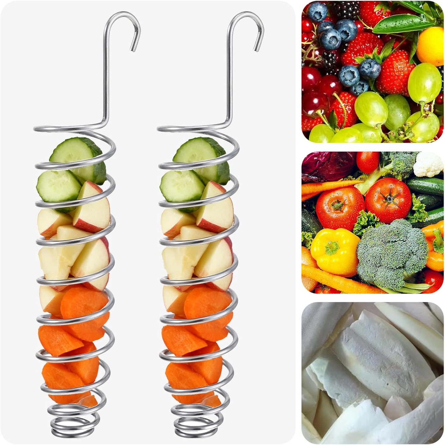 2 Pack Millet Spray Holder for Parrots, Parakeet Treat Sticks Feeder, Natural Millet Treats Stiks Bars for Birds, Includes Cuttlebone and Calcium Block for Healthy Chewing and Play, Silver - Image 2