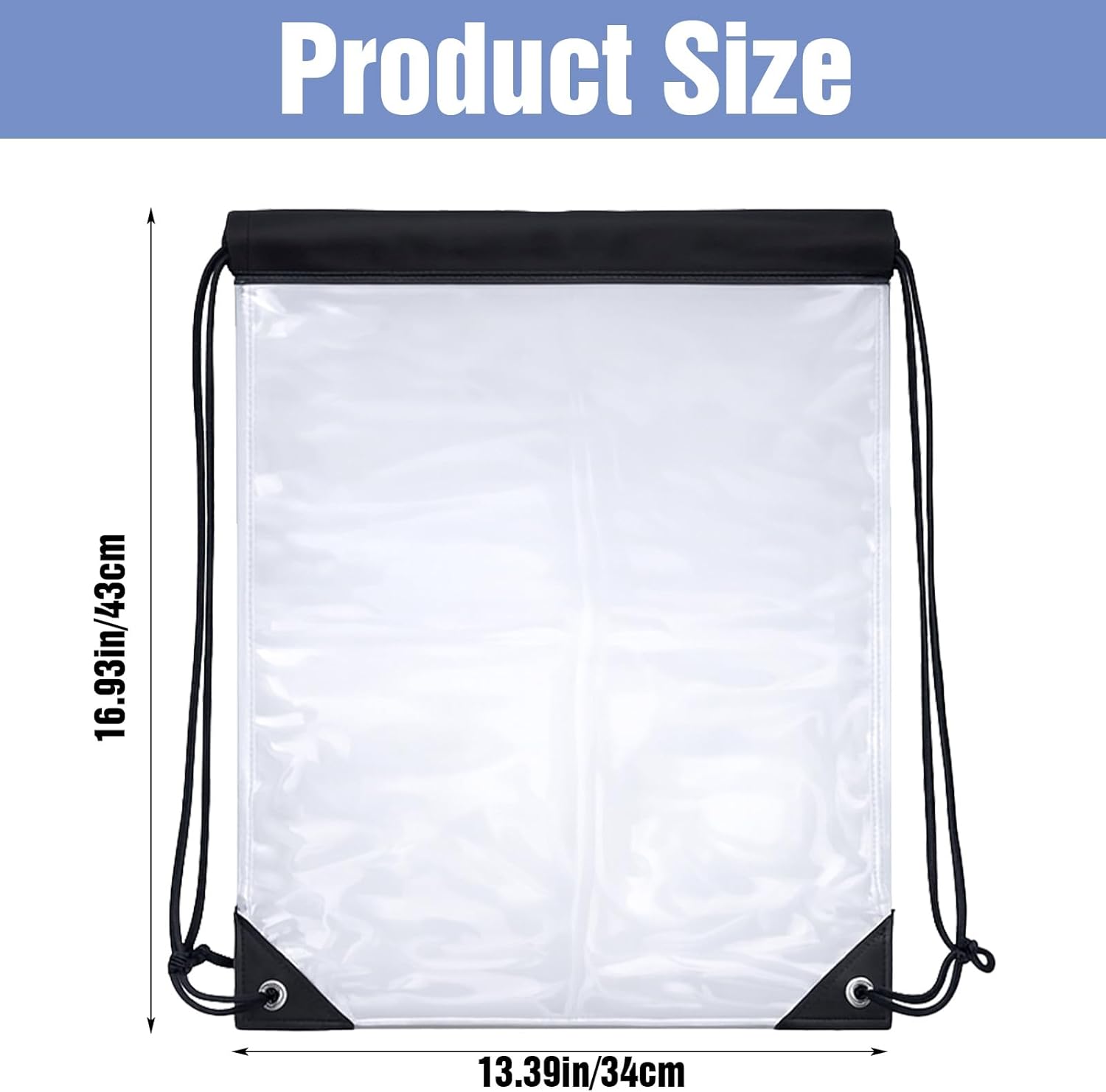2 Pcs Clear Backpack for Stadium Events, Waterproof PVC Drawstring See Through Bag for Men and Women, Ideal for Gym Stadium Events Concert Colleges Work Festivals Travel Shopping (17x13 Inch) - Image 1