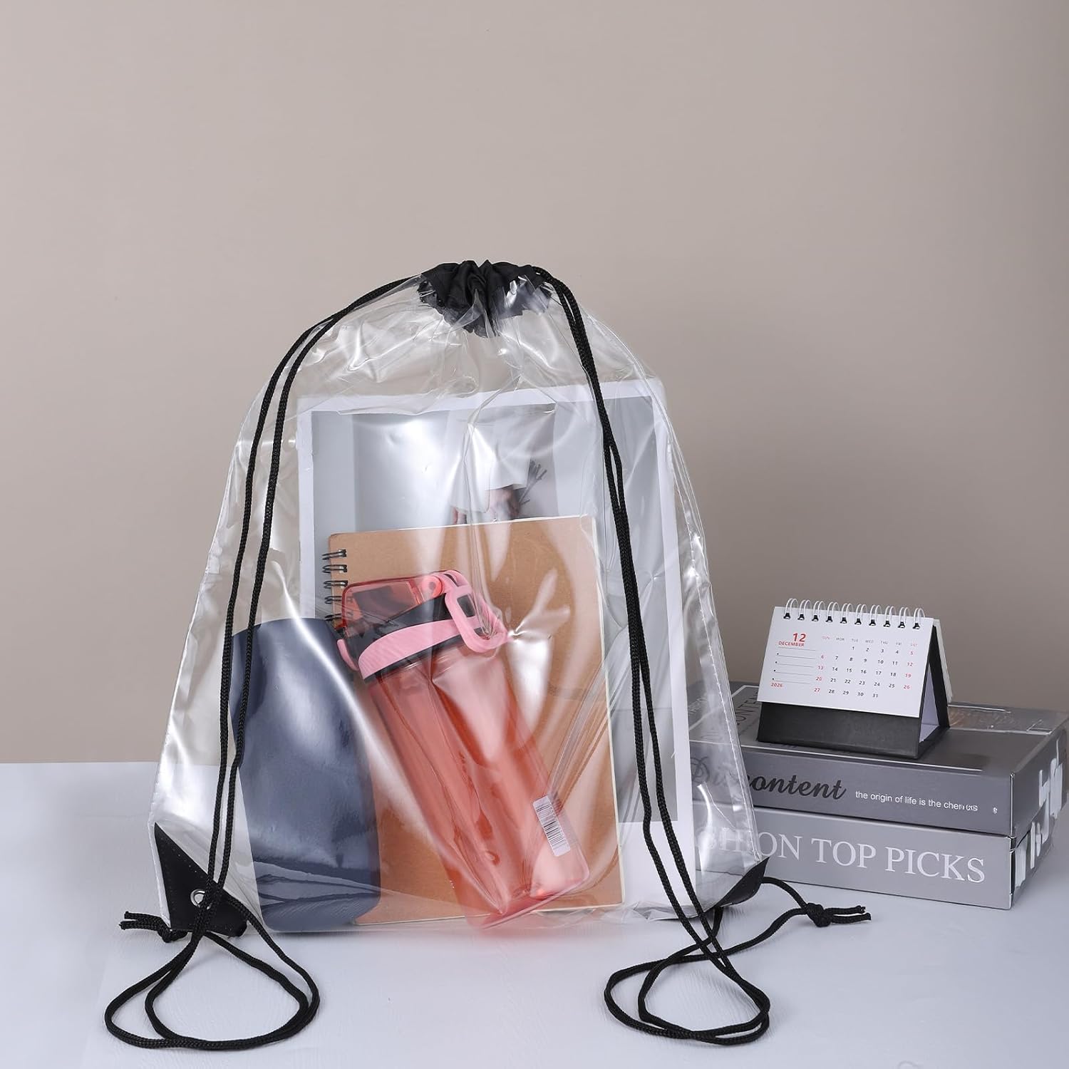 2 Pcs Clear Backpack for Stadium Events, Waterproof PVC Drawstring See Through Bag for Men and Women, Ideal for Gym Stadium Events Concert Colleges Work Festivals Travel Shopping (17x13 Inch) - Image 4