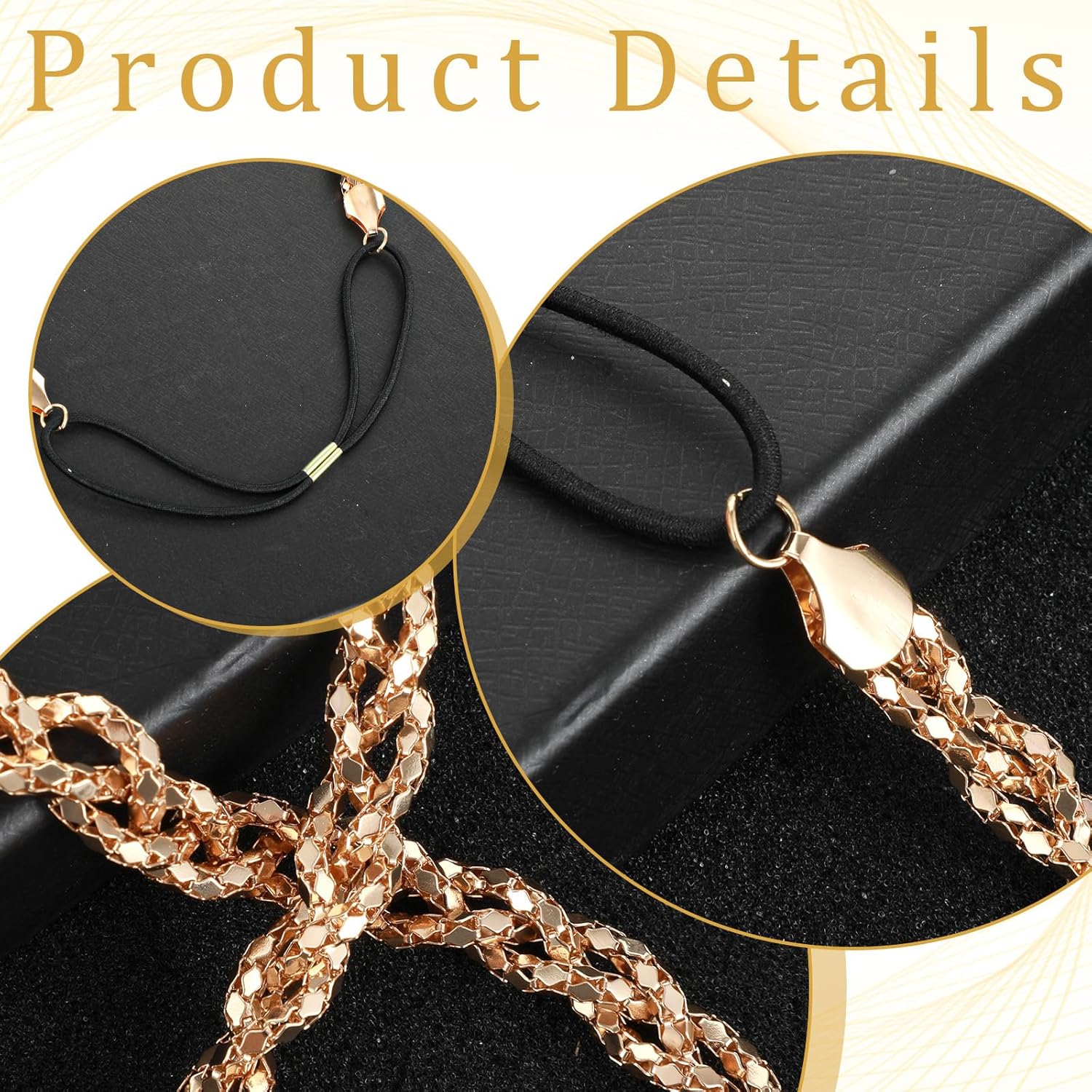 Xindojuz Gold Elastic Rhinestone Headband, 19