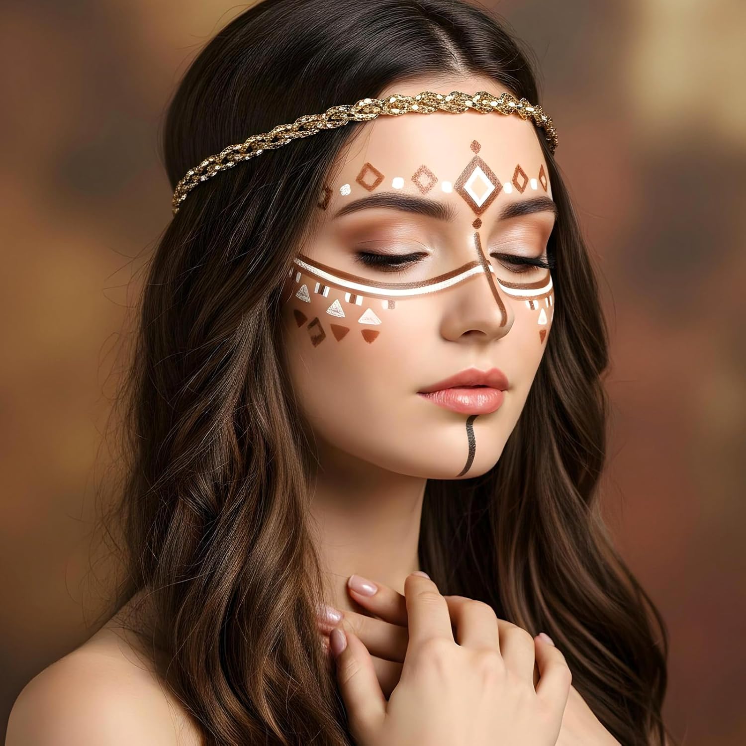 Xindojuz Gold Elastic Rhinestone Headband, 19