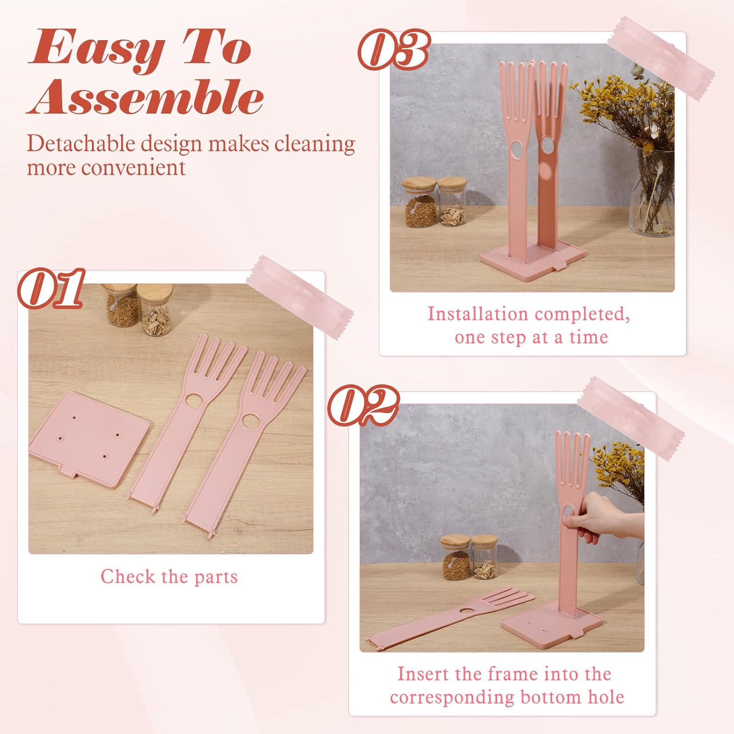 2 Pcs Kitchen Glove Holder, Kitchen Glove Stand Holder Plastic Glover Drying Dryer Rack - Image 3