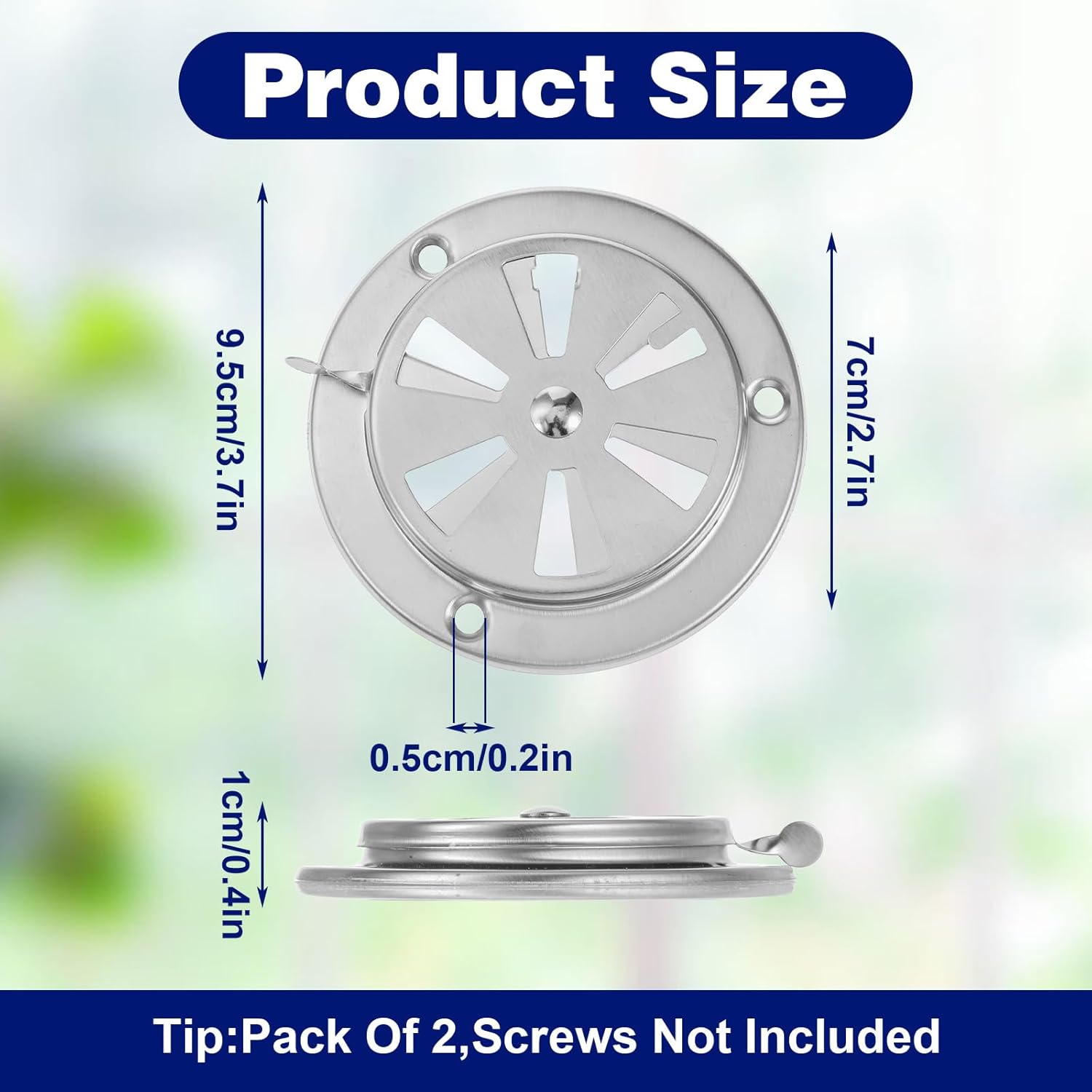 2 PCS BBQ Grill Smoker Air Vent Set, Adjustable Stainless Steel Grill Vent Damper for Controlling Airflow, BBQ Smoker Grilling Exhaust Smokers Replacement Parts for Grills, Stove and Smokers (95mm) - Image 1