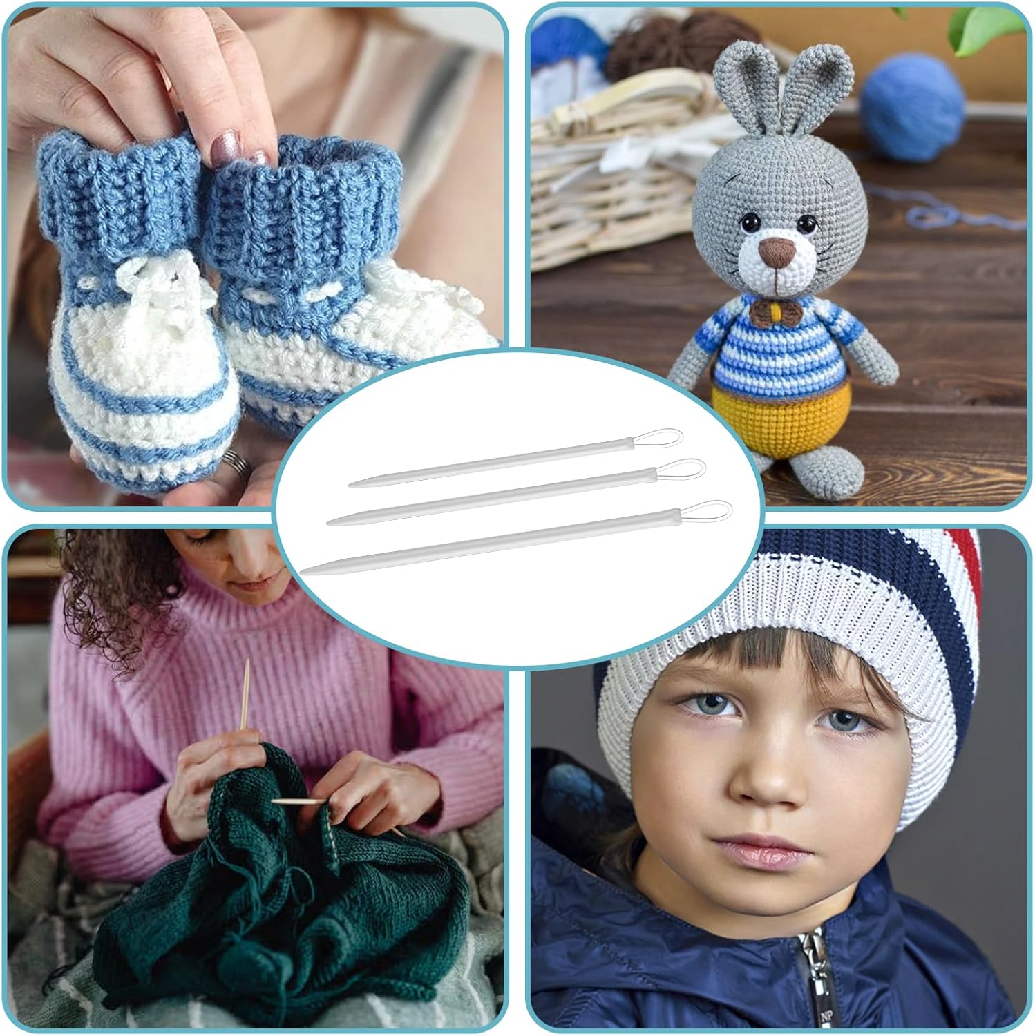 9 PCS Wool Yarn Needles, Darning Needle Nylon Thread Rope Threader Large Eye Tapestry Needle for Weave Hand Weaving Sweater Tools Accessories for Sewing Knitting Crochet Yarn Embroidery - Image 4
