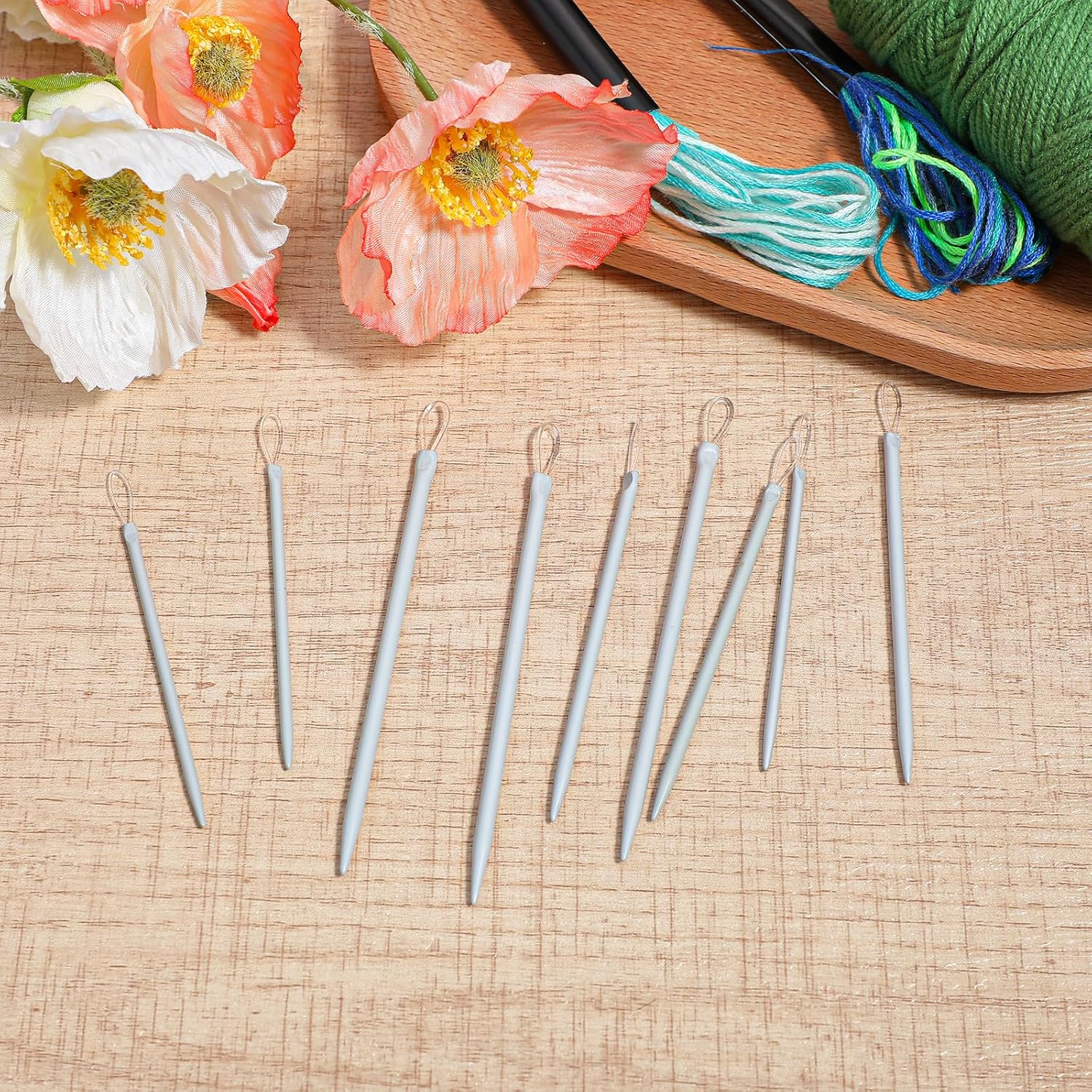 9 PCS Wool Yarn Needles, Darning Needle Nylon Thread Rope Threader Large Eye Tapestry Needle for Weave Hand Weaving Sweater Tools Accessories for Sewing Knitting Crochet Yarn Embroidery - Image 5