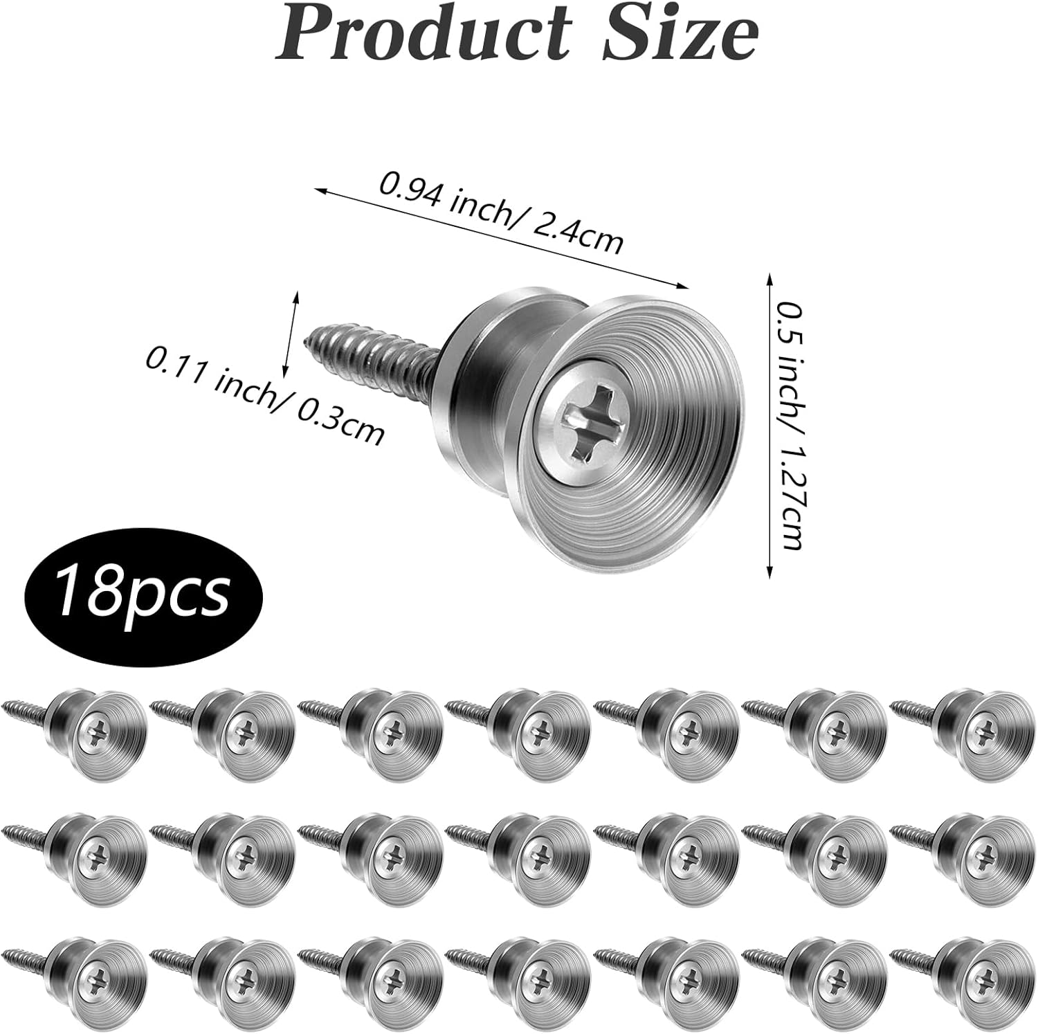 Xindojuz 18 PCS Guitar Strap Button, Metal Guitar Strap Peg Buttons Locks End Pins with Mounting Screws, Anti Slipping Music Parts for Acoustic Classical Electric Guitars Bass Ukulele (Silver) - Image 1