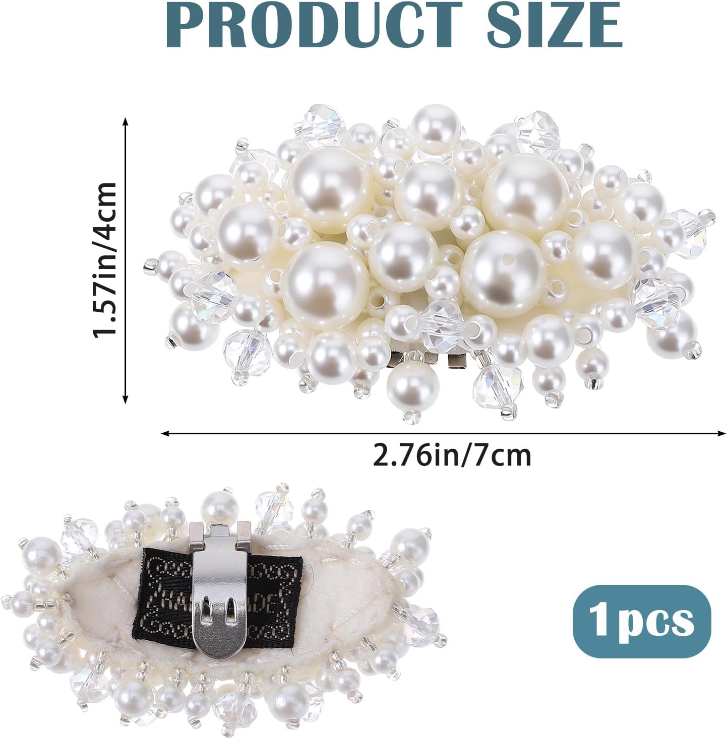 2Pcs Pearl Flower Shoe Clips for Women Dress Shoes, 1.57 x 2.76