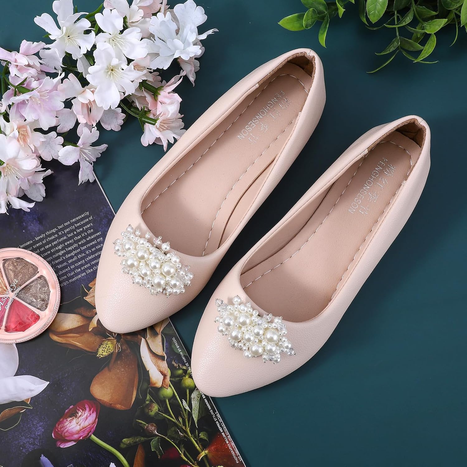2Pcs Pearl Flower Shoe Clips for Women Dress Shoes, 1.57 x 2.76