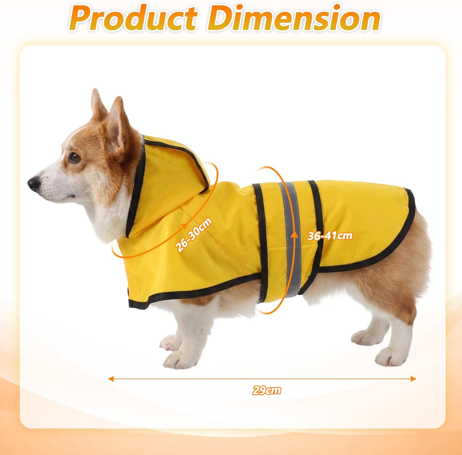 Dog Raincoat with Hood, Rain Jacket for Dogs Waterproof with Reflective Safety Hooded Slicker Poncho, Convenient Leash Hole & Adjustable Fit, Perfect for Small, Medium, and Large Dogs (Yellow M Size) - Image 1