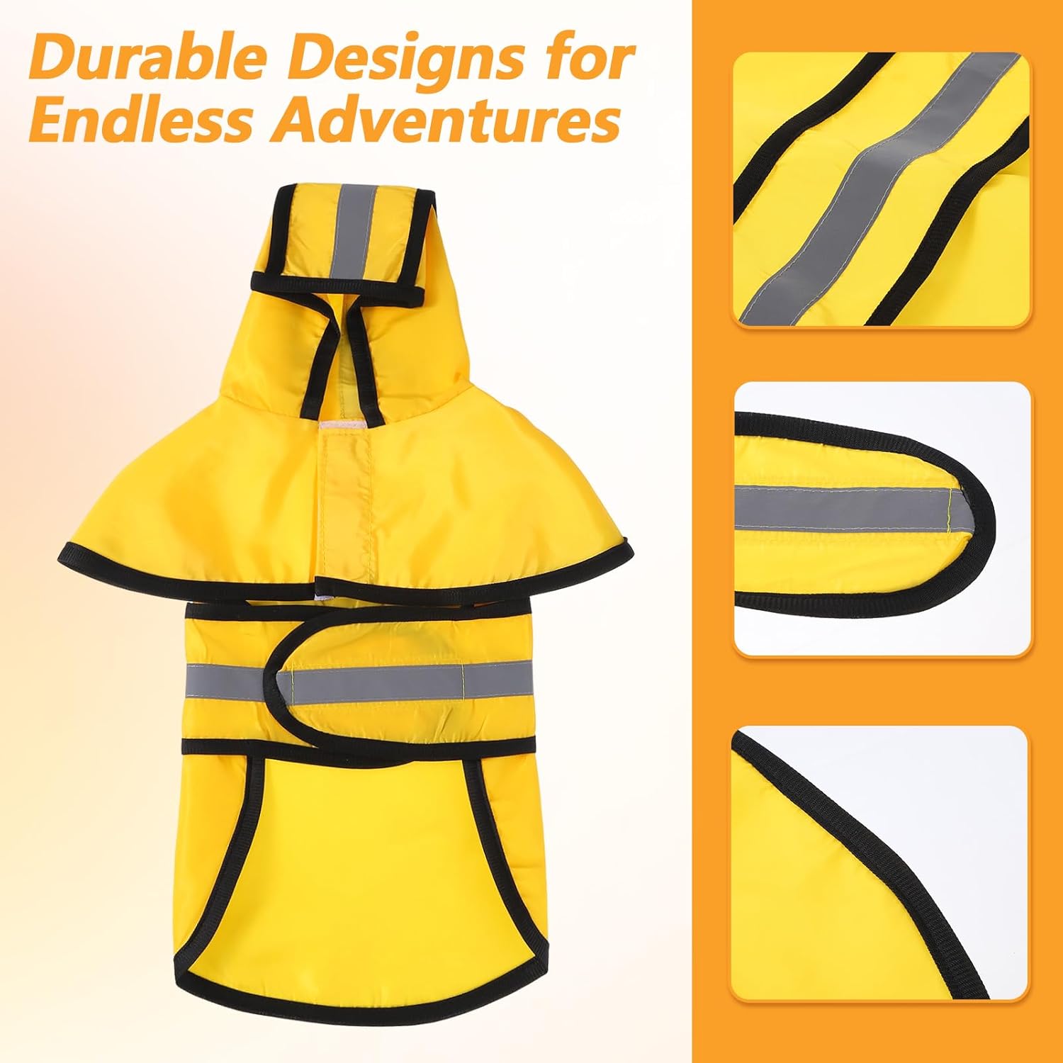 Dog Raincoat with Hood, Rain Jacket for Dogs Waterproof with Reflective Safety Hooded Slicker Poncho, Convenient Leash Hole & Adjustable Fit, Perfect for Small, Medium, and Large Dogs (Yellow M Size) - Image 2