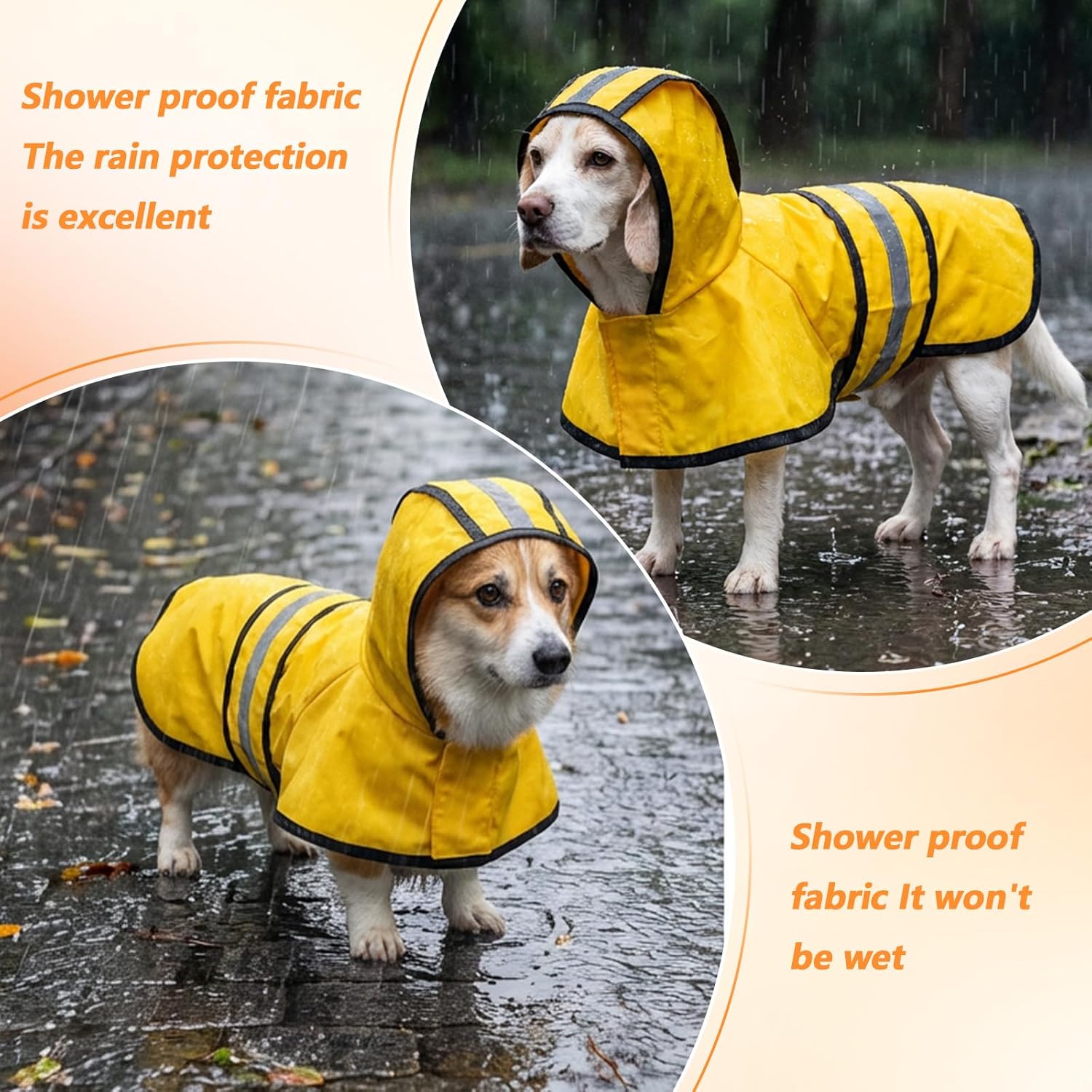 Dog Raincoat with Hood, Rain Jacket for Dogs Waterproof with Reflective Safety Hooded Slicker Poncho, Convenient Leash Hole & Adjustable Fit, Perfect for Small, Medium, and Large Dogs (Yellow M Size) - Image 4