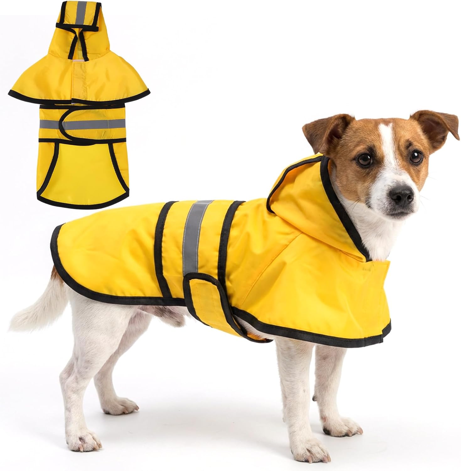 Dog Raincoat with Hood, Rain Jacket for Dogs Waterproof with Reflective Safety Hooded Slicker Poncho, Convenient Leash Hole & Adjustable Fit, Perfect for Small, Medium, and Large Dogs (Yellow M Size) - Image 6