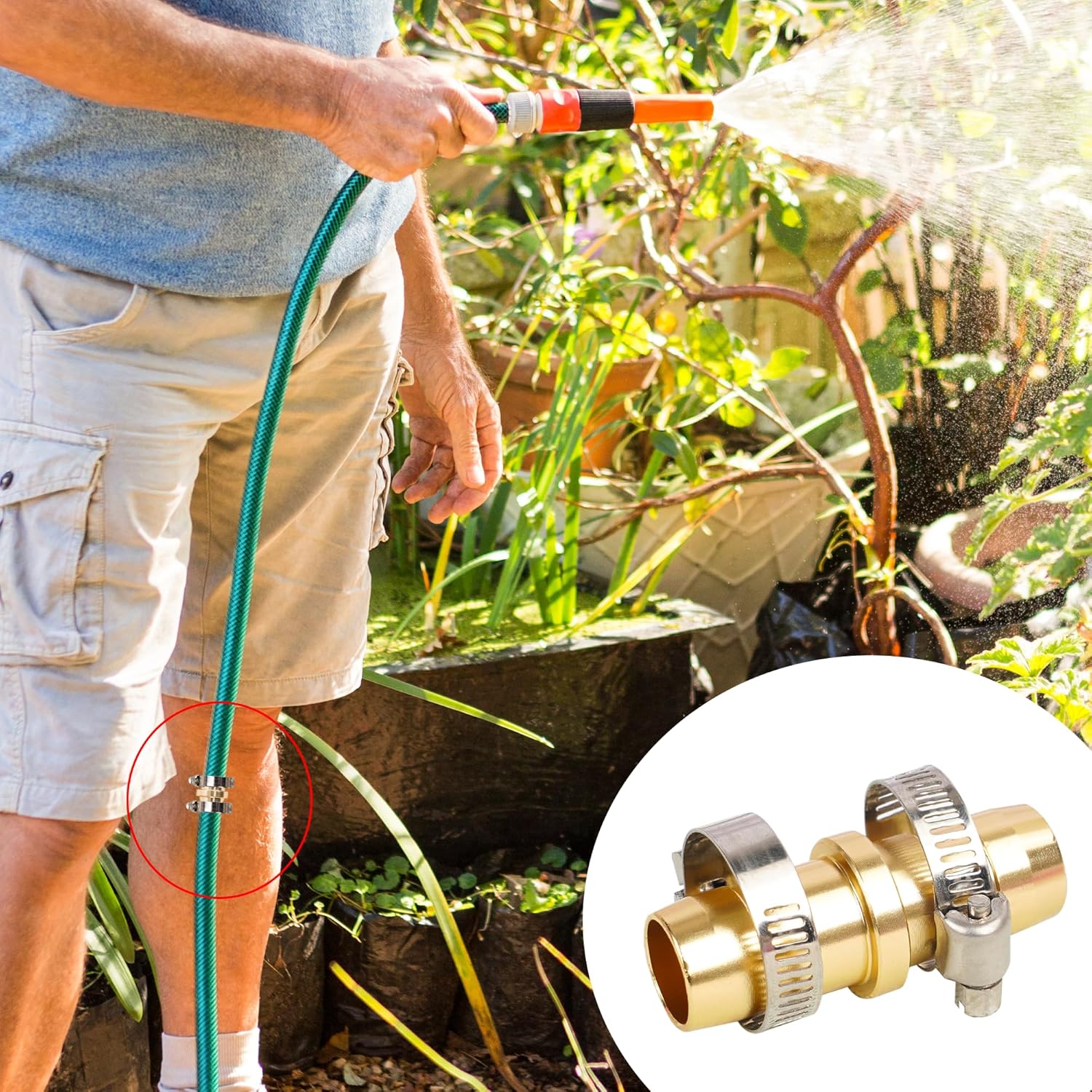 Garden Hose Repair Kit + Adjustable Twist Hose Nozzle - Image 5