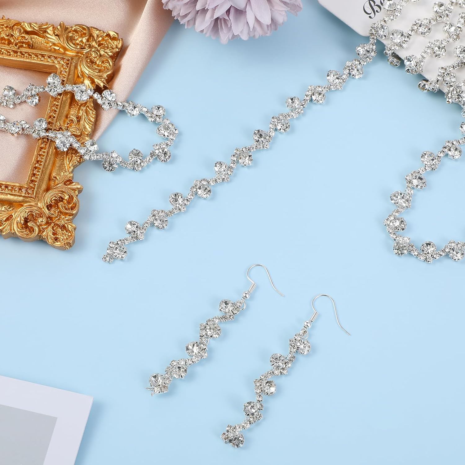 2 Yard Rhinestone String Silver Rhinestone Strings by The Yard Rope Crystal Applique Strips String for Crafts Silver Crystal Close Chain for Wedding Clothes DIY Cups - Image 6