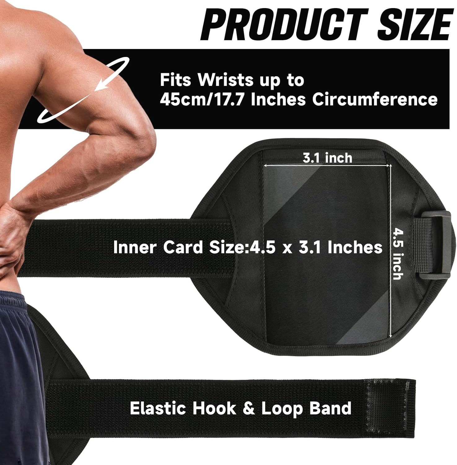 Arm Band with Large ID/Badge Holder w/Adjustable Elastic Straps for Ski Pass/Airport Badge, Great for Work Gym Travel Postcards Office Business Supplies, Security Than Lanyard - Image 4