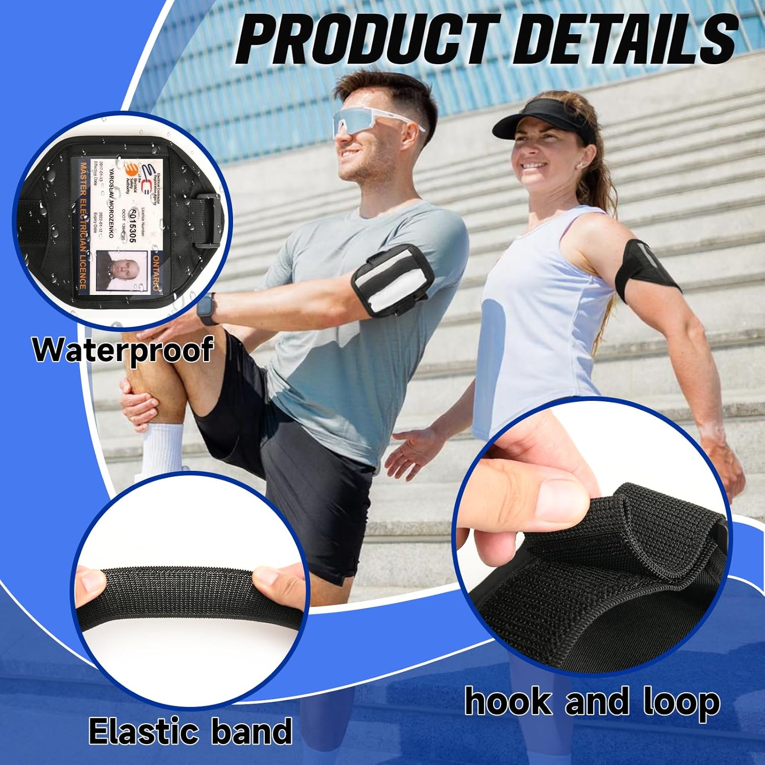 Arm Band with Large ID/Badge Holder w/Adjustable Elastic Straps for Ski Pass/Airport Badge, Great for Work Gym Travel Postcards Office Business Supplies, Security Than Lanyard - Image 5