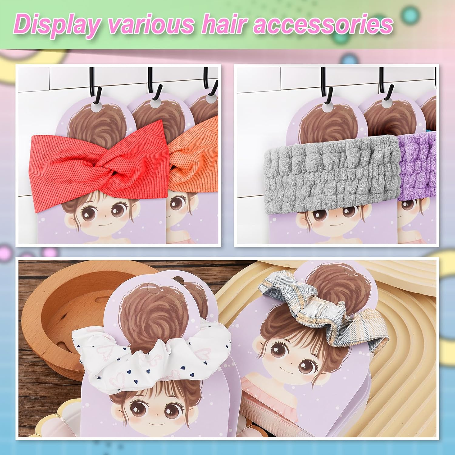 Homakover 45 Pcs Headband Display Cards, Headband Holder for Selling, Hair Bands Organizer Stand White Cardboard for Headbands, Ear Warmers, Hats and Scrunchies - Image 4