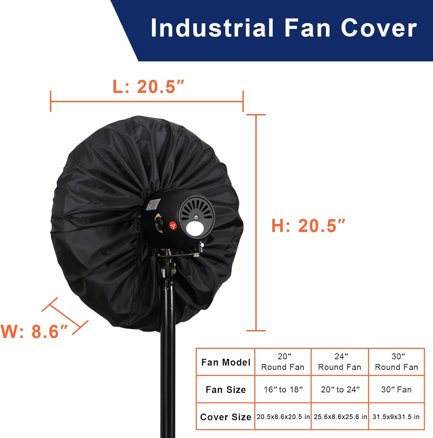 Industrial Heavy Duty Waterproof & Dustproof Fan Cover for 16-20