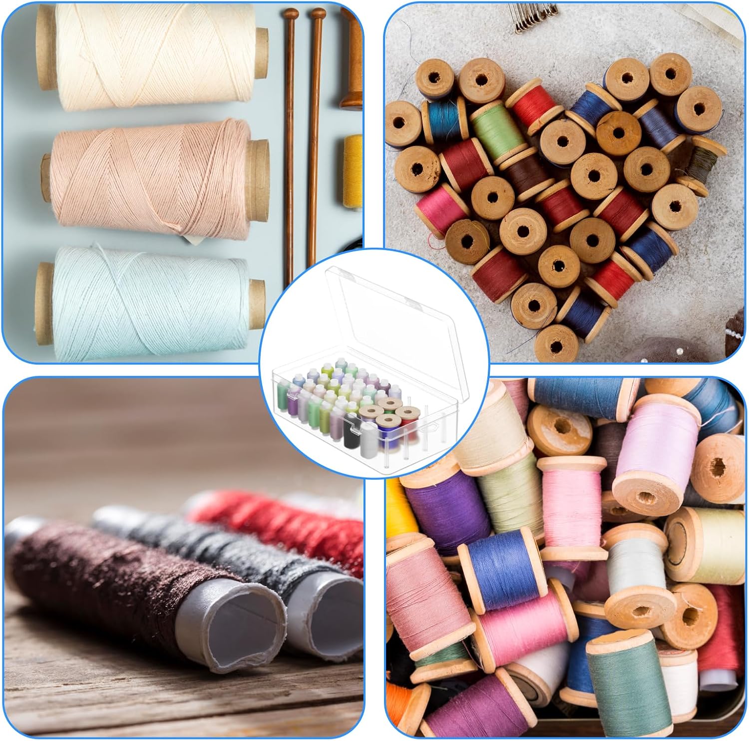 Homakover 42 Spools Sewing Thread Box Storage, Clear Plastic Thread Spools Holder, Embroidery Organizer Bobbins Storage Case, Portable Craft Organizer for Embroidery Quilting and Sewing Threads - Image 6