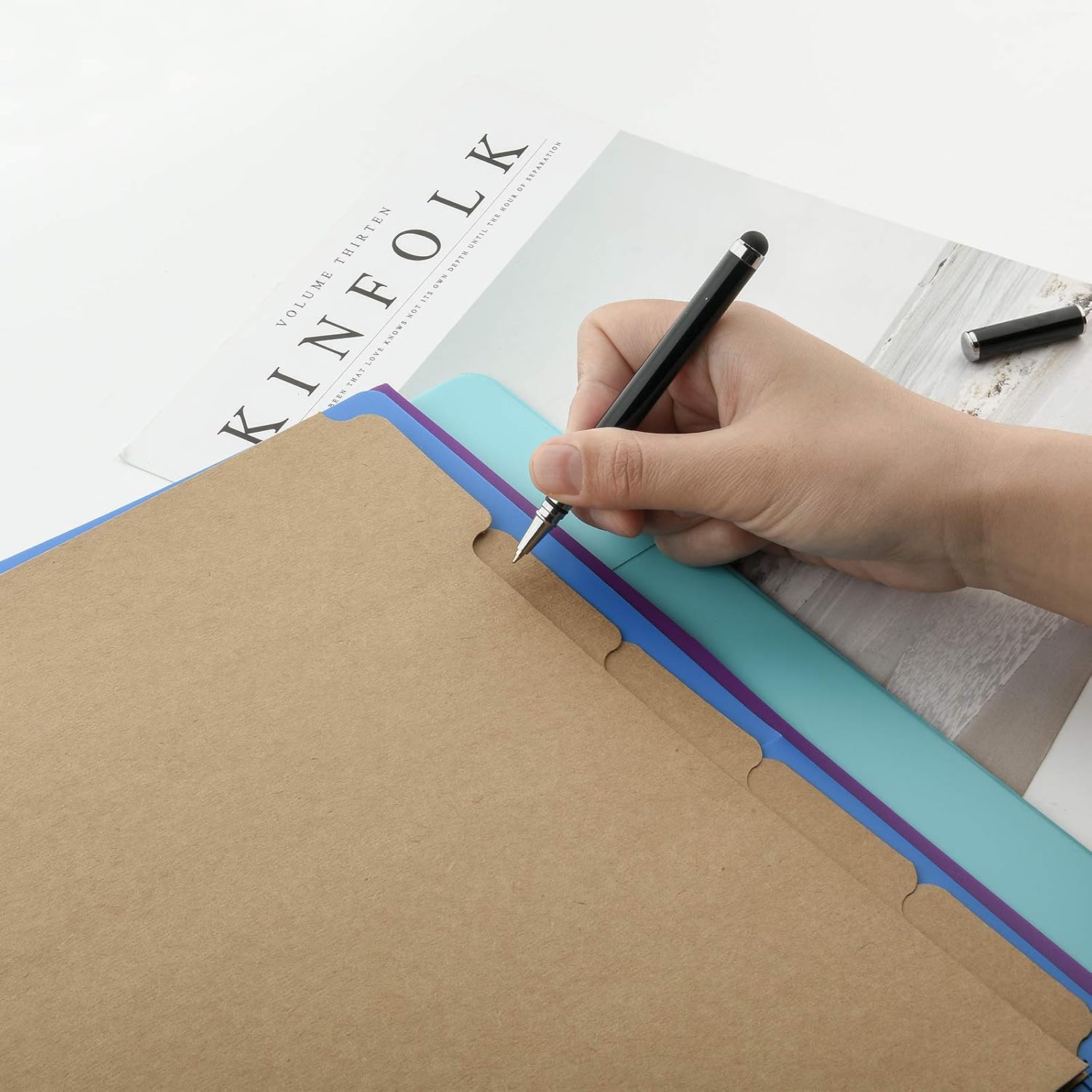 3 Ring Binder Dividers with 5-Tabs for Letter Size, 1/5 Cut, 3-Hole Punched, Blank Kraft Paper Index Dividers 8.5” x 11” for Extra Durable for College, Adults - Image 6