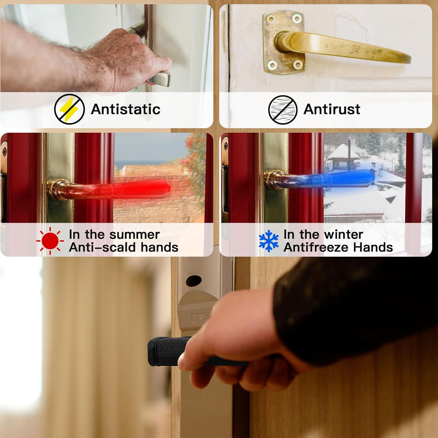 Homakover Door Handle Covers, Door Knob Covers for Summer Anti-Scald Hands, and Winter Antifreeze Hands, Door Knob Protector, Made of 2mm Neoprene (2 Pieces Black) - Image 2
