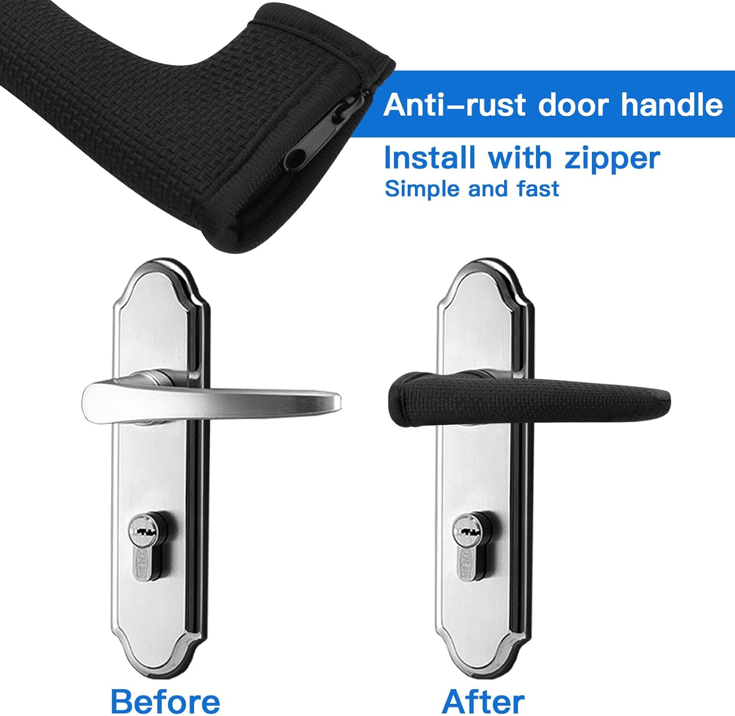Homakover Door Handle Covers, Door Knob Covers for Summer Anti-Scald Hands, and Winter Antifreeze Hands, Door Knob Protector, Made of 2mm Neoprene (2 Pieces Black) - Image 3