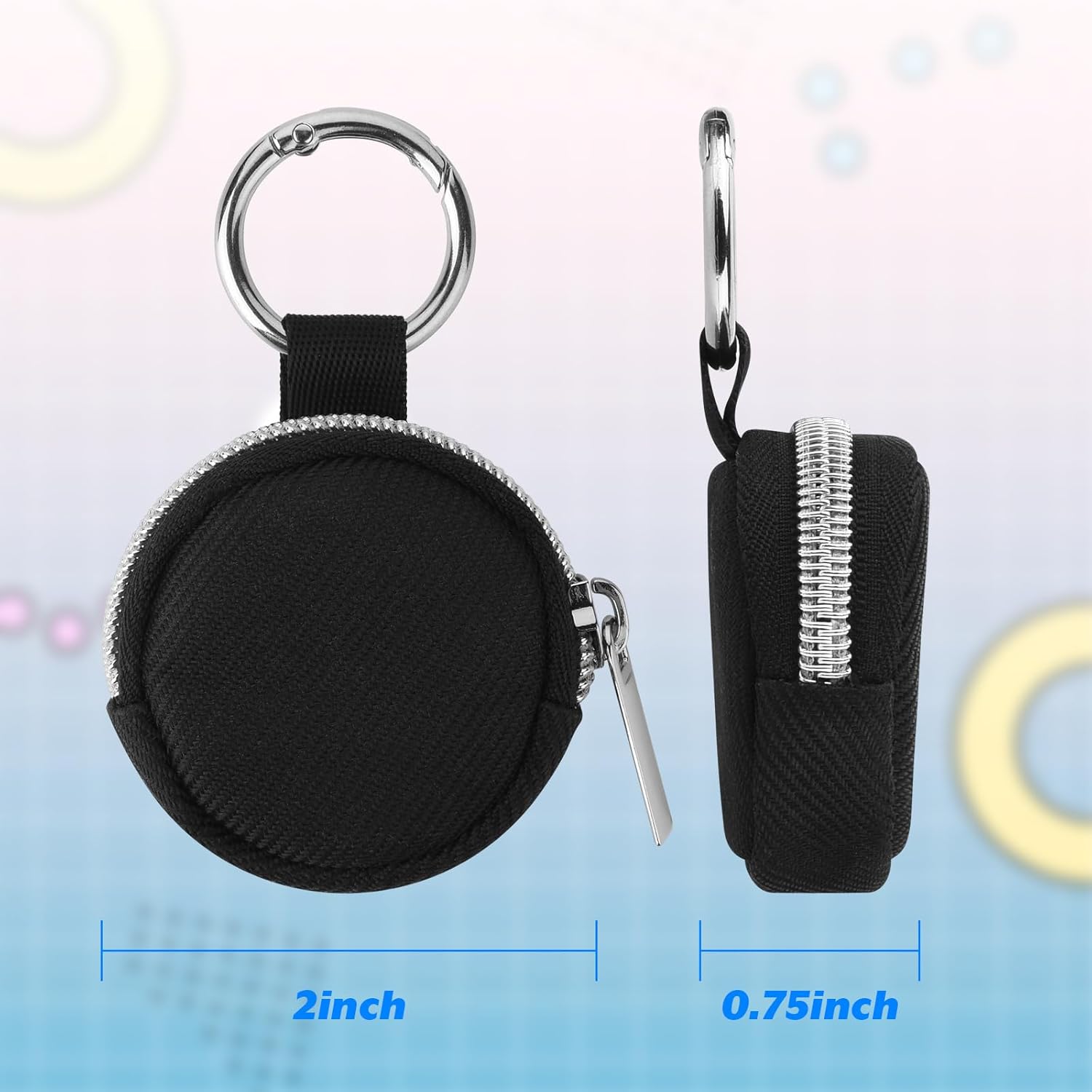 Homakover Portable Ring Organizer Case with Keychain, Traveling Ring Holder Storage Bag, Anti-Lost Keychain Container for Rings, Jewelry (1, Black) - Image 1