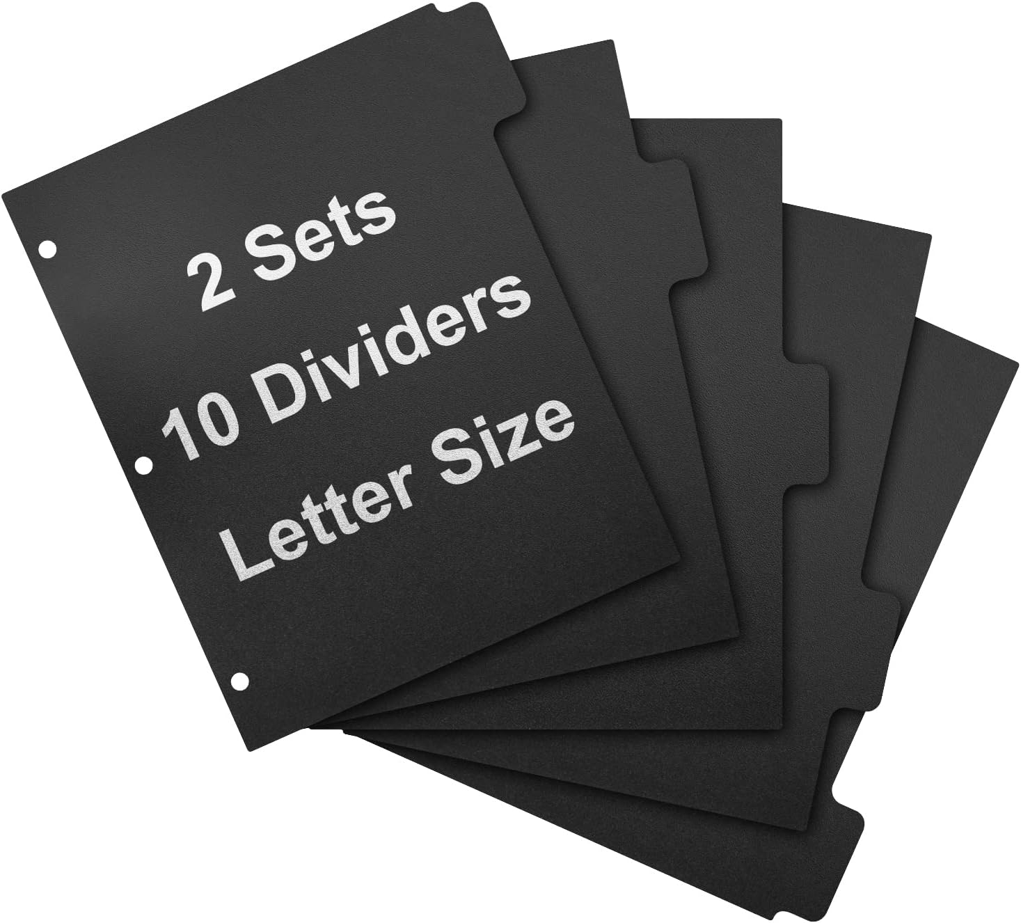 3 Ring Binder Dividers with 5-Tabs for Letter Size, 1/5 Cut, 3-Hole Punched, Write & Erase Plastic Binder Dividers Extra Durable Section Index Dividers for Binders, Pack of 2 Sets, 10 Dividers Total - Image 1