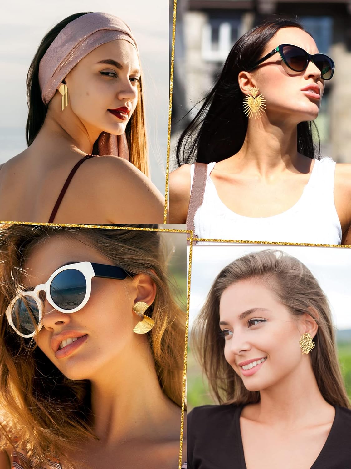Glenmal 6 Pair Gold Statement Earrings for Women Large Gold Geometric Earrings Woven Twisted Leaf Earring Jewelry Gift - Image 3
