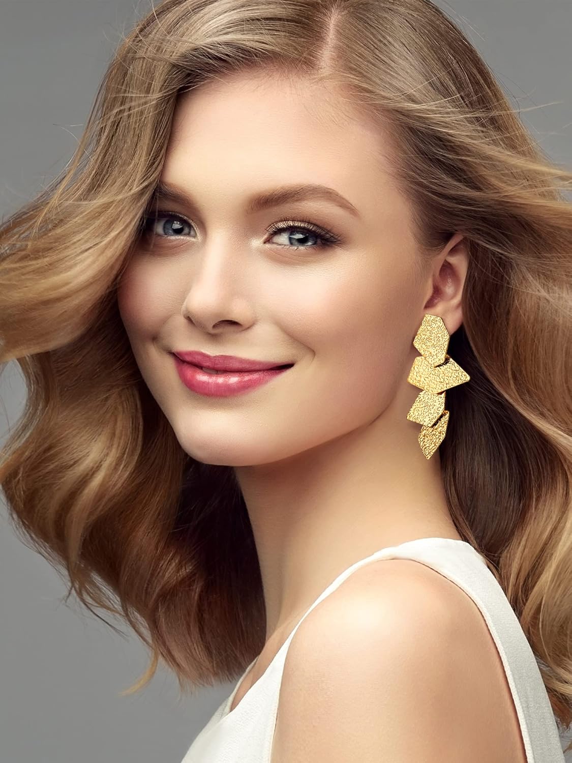 Glenmal 6 Pair Gold Statement Earrings for Women Large Gold Geometric Earrings Woven Twisted Leaf Earring Jewelry Gift - Image 5