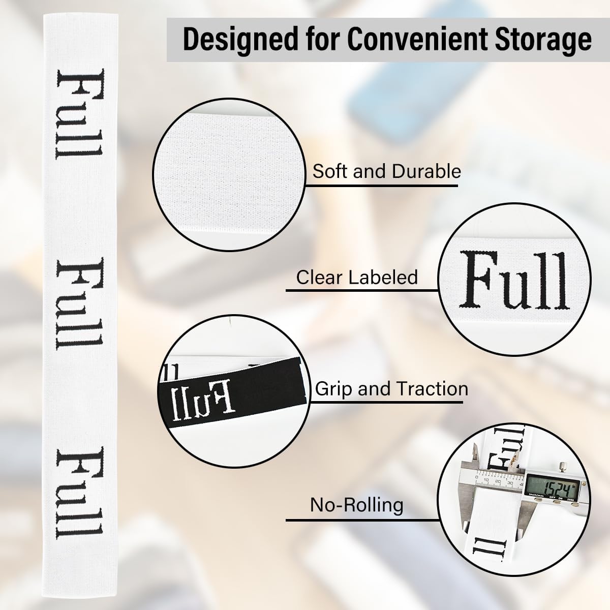 CONLI 8 Pack Bed Sheet Organizer Straps Sheet Organizer Bands for Closet,Storage Label Bands,Flexible Elastic Band for Sheet Maximize Your Storage Space (Full) - Image 1