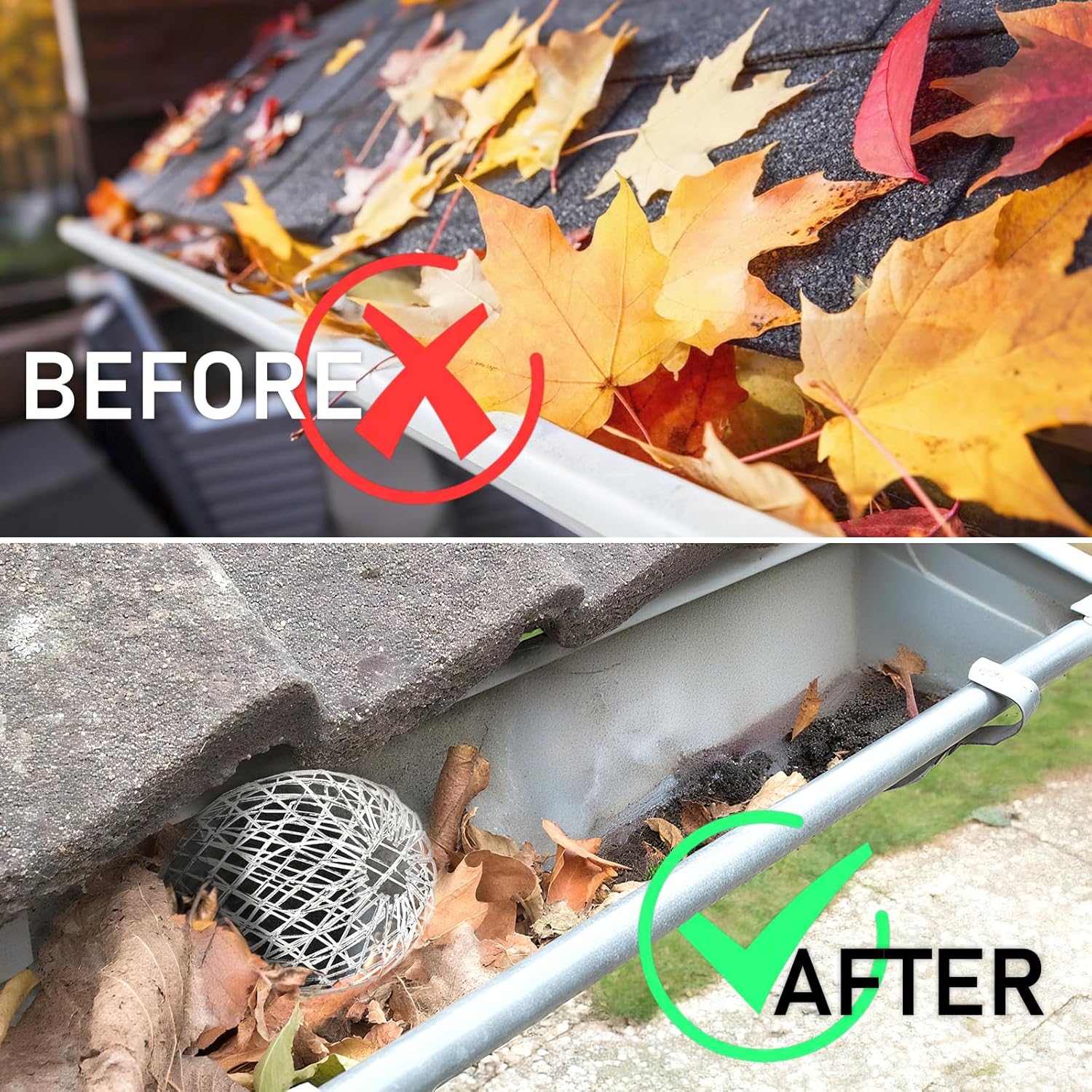 CONLI 8 Pack Gutter Guard, 3.5 Inch Expandable Aluminum Downspout Filter, Leaf Guards for Gutters, Gutter Downpipe Guard for Preventing Blockage from Leaves, Debris - Image 3