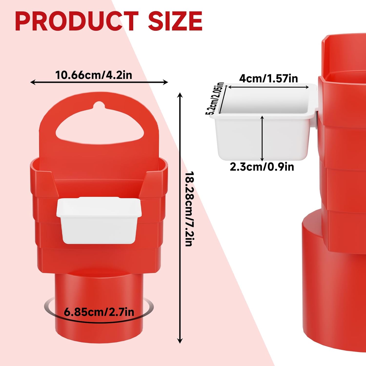 French Fry Holder and Dip Sauce Holder Set for Car, Mini Sauce Holder for On-The-Go Snacking, Idea for Men and Women Stocking Stuffer, for Holiday Present (Red) - Image 2