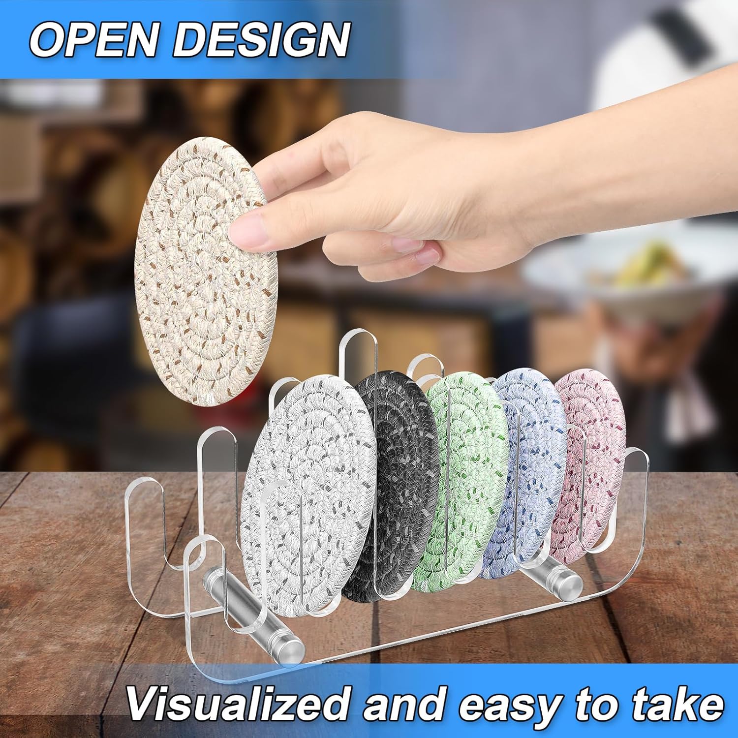 Clear Acrylic Coaster Holder, 6 Grids Anti Slip Coaster Organizer Perfect for Square or Round Coaster Sets, Hold 6 Coasters (Holder Only) - Image 4