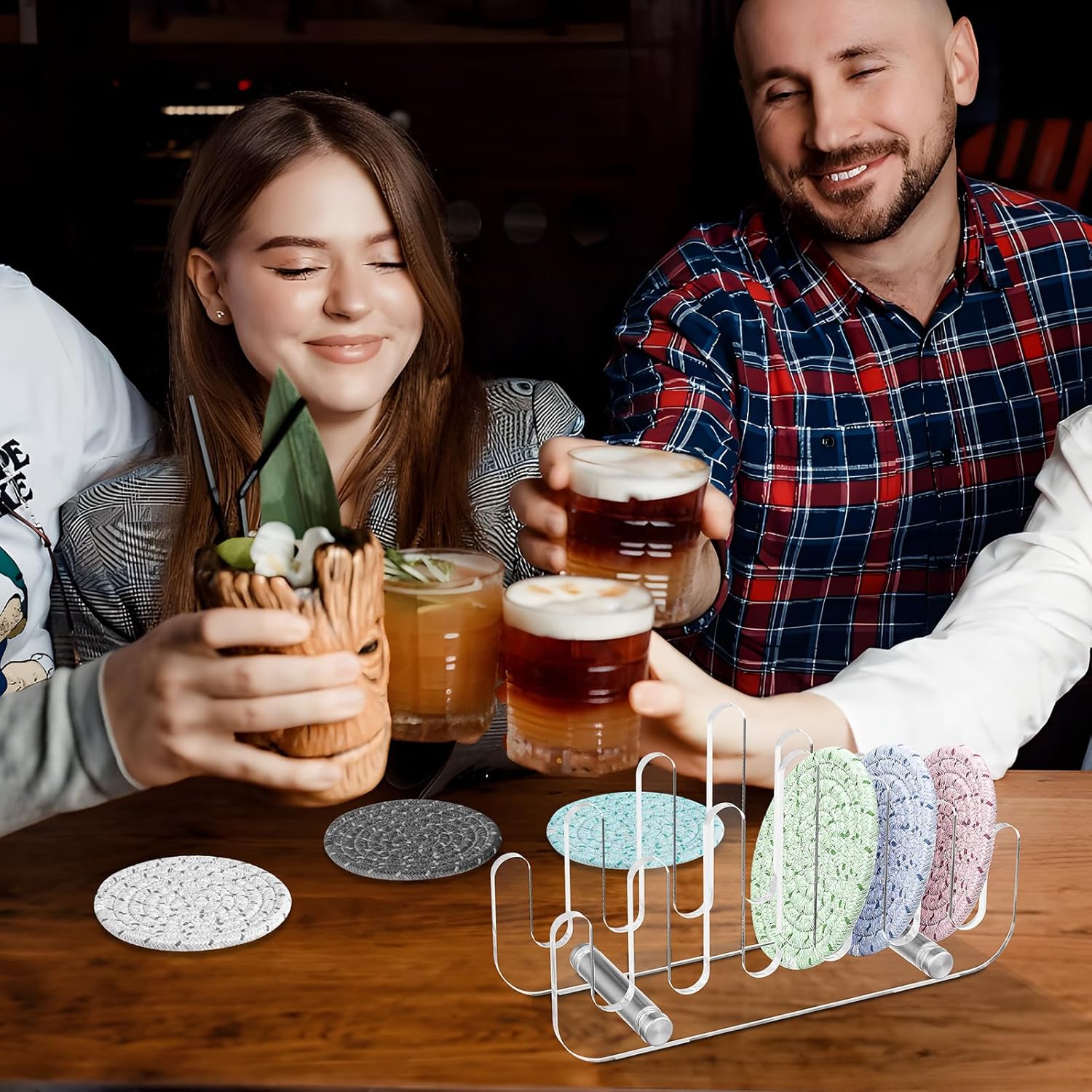 Clear Acrylic Coaster Holder, 6 Grids Anti Slip Coaster Organizer Perfect for Square or Round Coaster Sets, Hold 6 Coasters (Holder Only) - Image 6