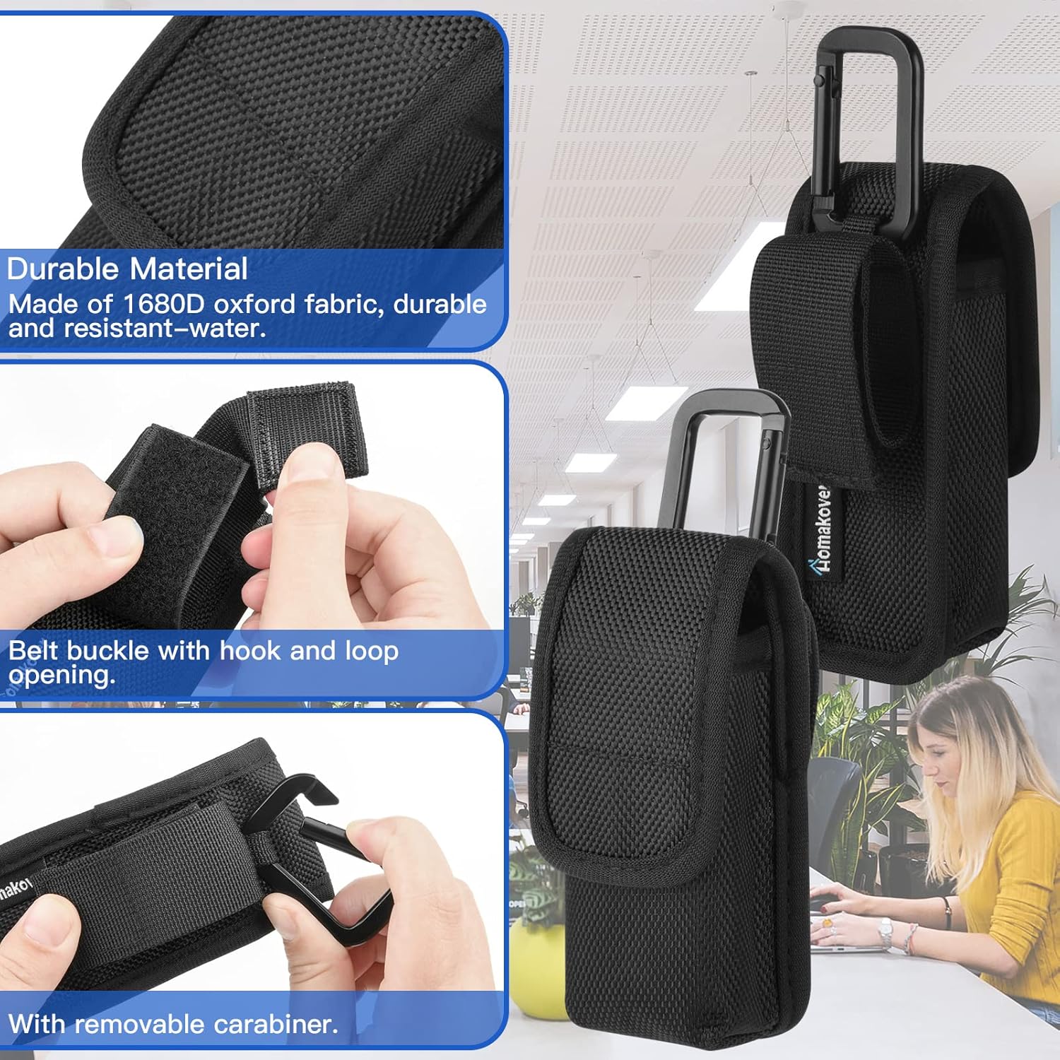 1680D Carrying Case for Digital Voice Recorders, Hard Bag with Carabiner for EVISTR 16GB, Sony ICD-UX570, PX370/470/560 Digital Voice Recorder, USB, MP3 - Image 2