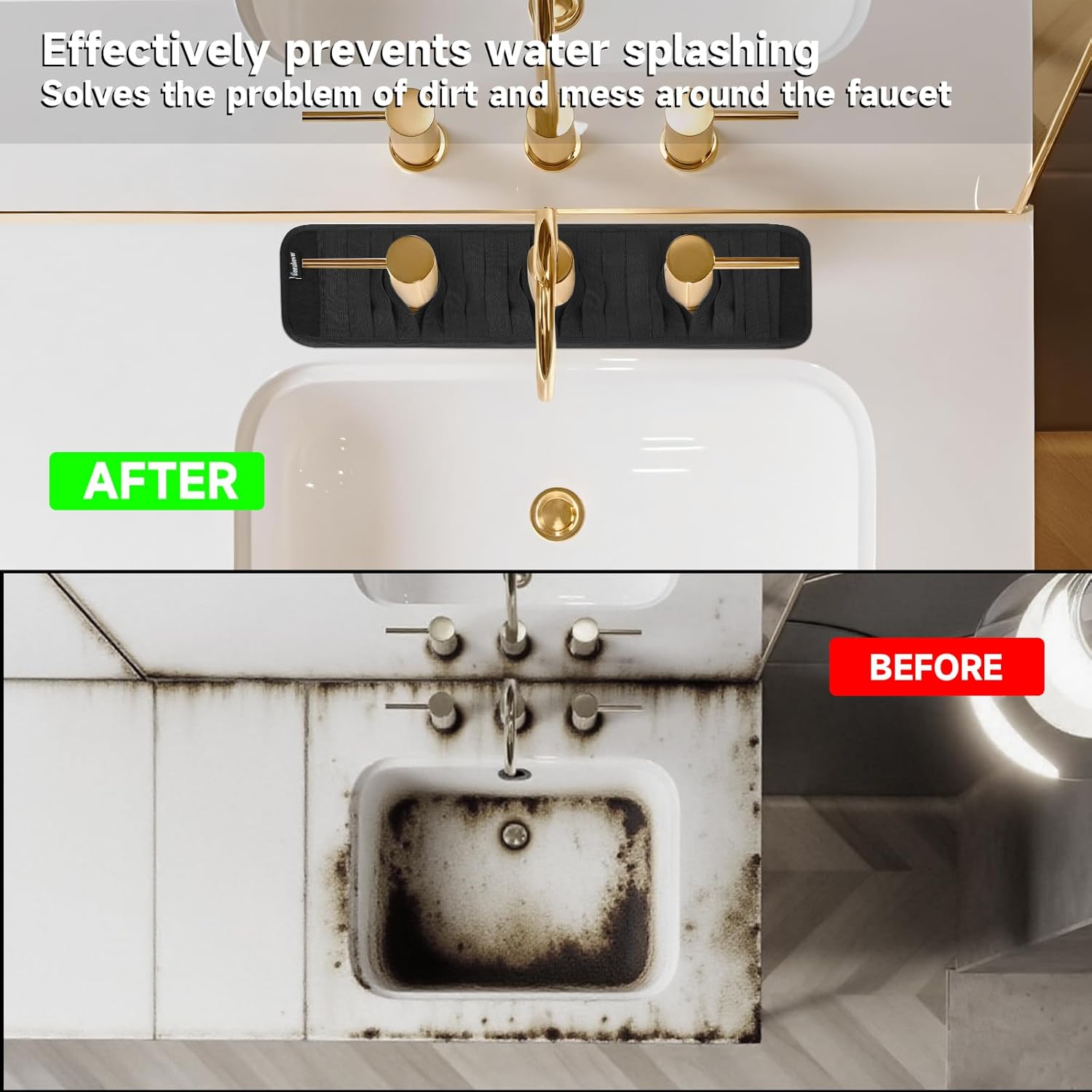 Faucet Mat for Bathroom Sink - Easy to Clean, Anti-Slip Splash Guard with Fast Drying Properties - Protective Sink Tray Ideal for Stone Sinks in Bathroom & Kitchen - Image 4