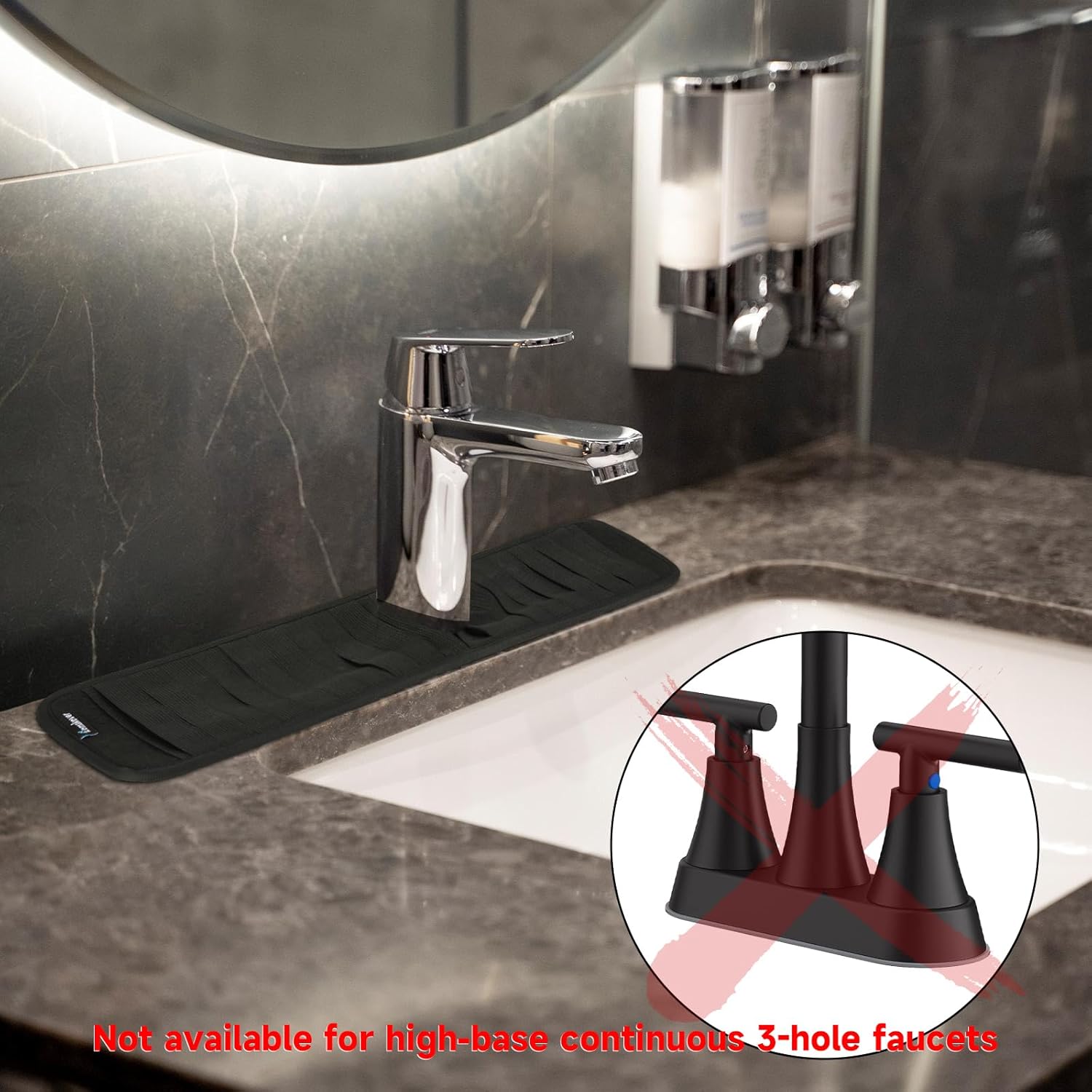 Faucet Mat for Bathroom Sink - Easy to Clean, Anti-Slip Splash Guard with Fast Drying Properties - Protective Sink Tray Ideal for Stone Sinks in Bathroom & Kitchen - Image 5