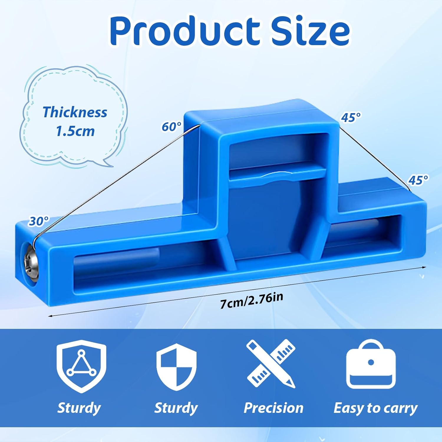 Xindojuz Angle Cutting Clay Tool, Steel Wire Bevel Cutter Small Pottery Angle Clay Trimming Tools Plastic Ceramic Wire Small Pottery Cutter for Ceramics and Sculpting (Blue, 2.76×1.1×0.59 Inch) - Image 1