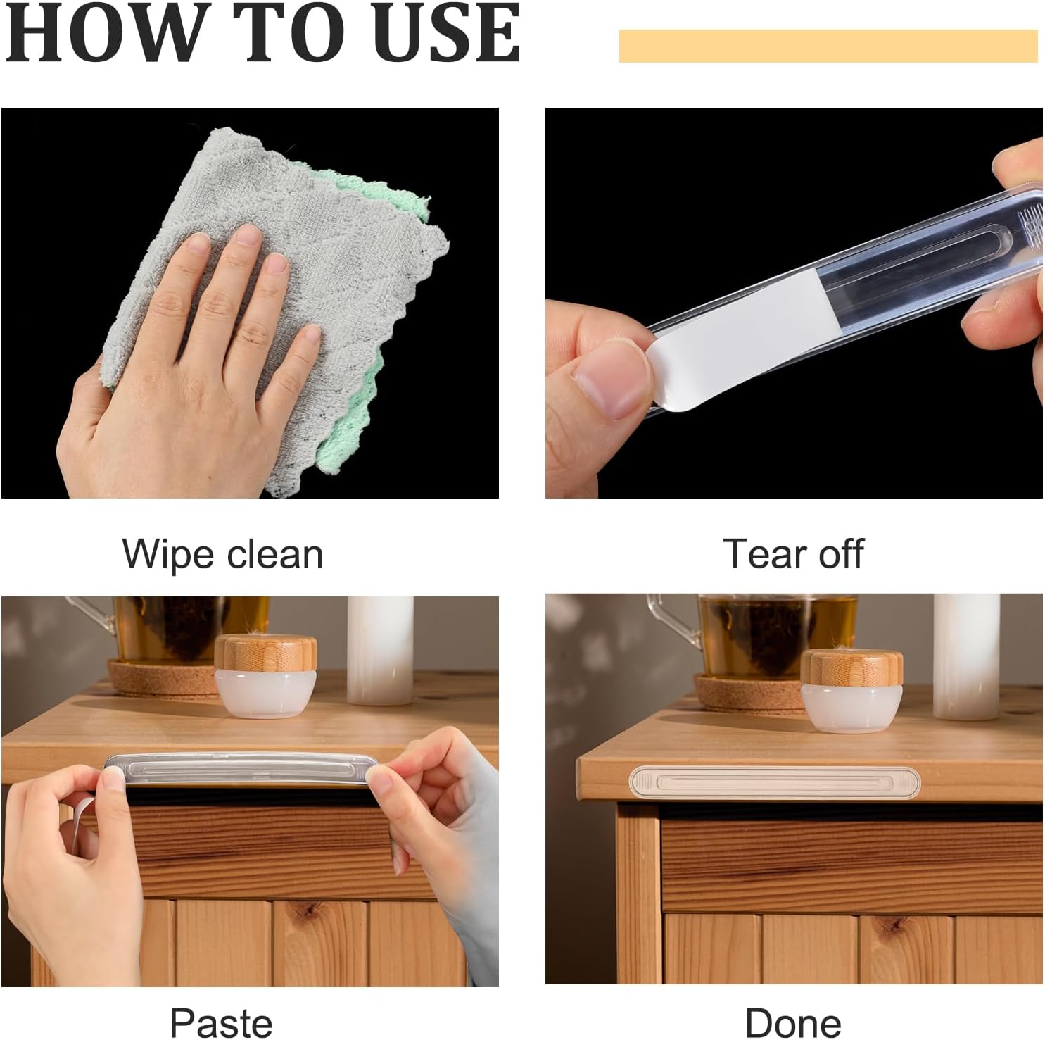 4 PCS Wall Bumper Guards Clear Furniture Bumpers Silicone Rubber Wall Protector from Chair Back Rail Self Adhesive Strip Silicone Material Clear Cabinet Door Bumpers for Door Knobs Washer Shower Door - Image 4