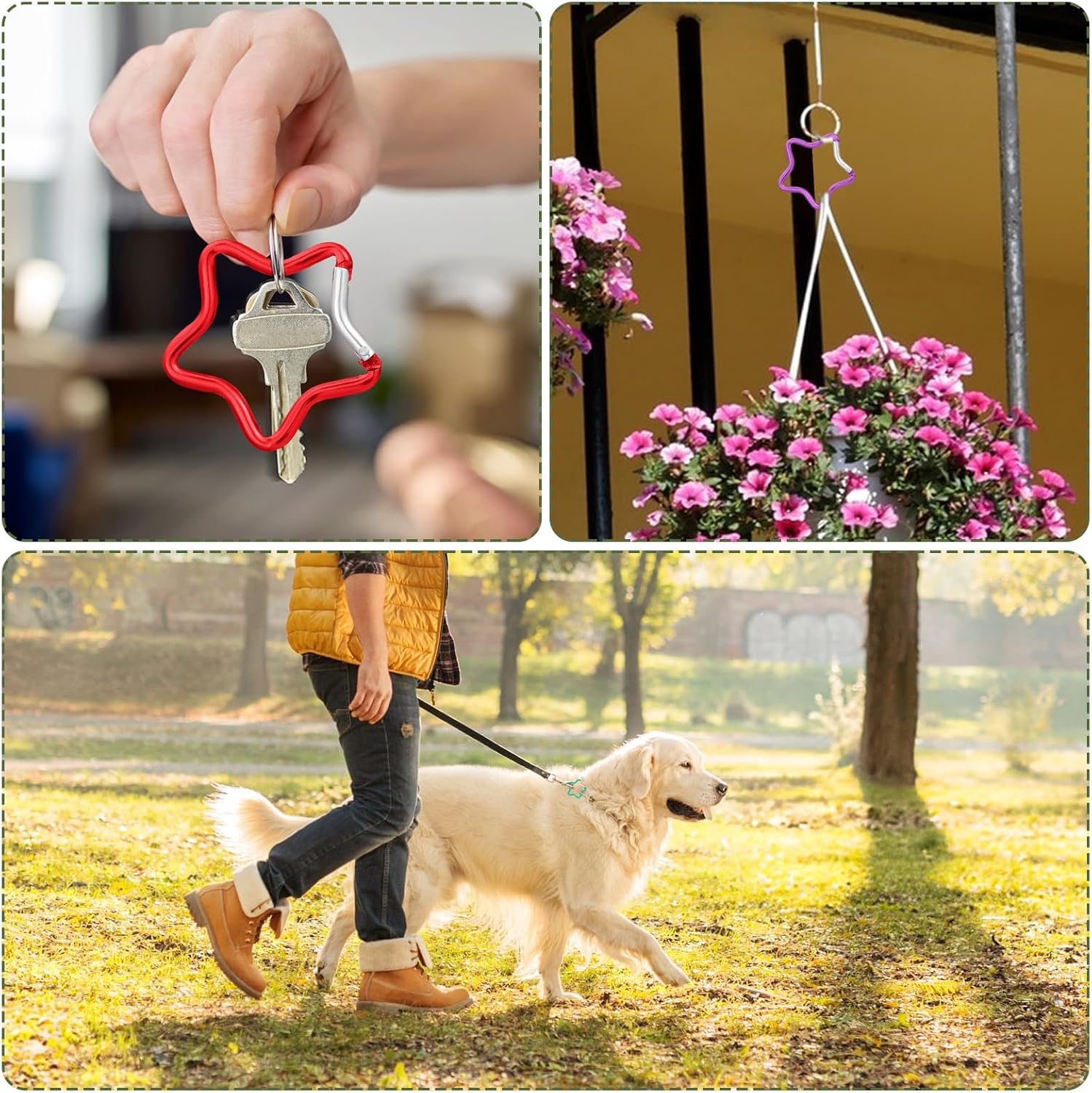 Xindojuz 10 PCS Aluminum Star Shape Carabiner Clip, Multicolor Spring Snap Hook Star Shaped Carabiner Keyring Holder Carabiners Keychain Outdoor Accessories for Camping, Hiking, Traveling (1.8 Inch) - Image 3