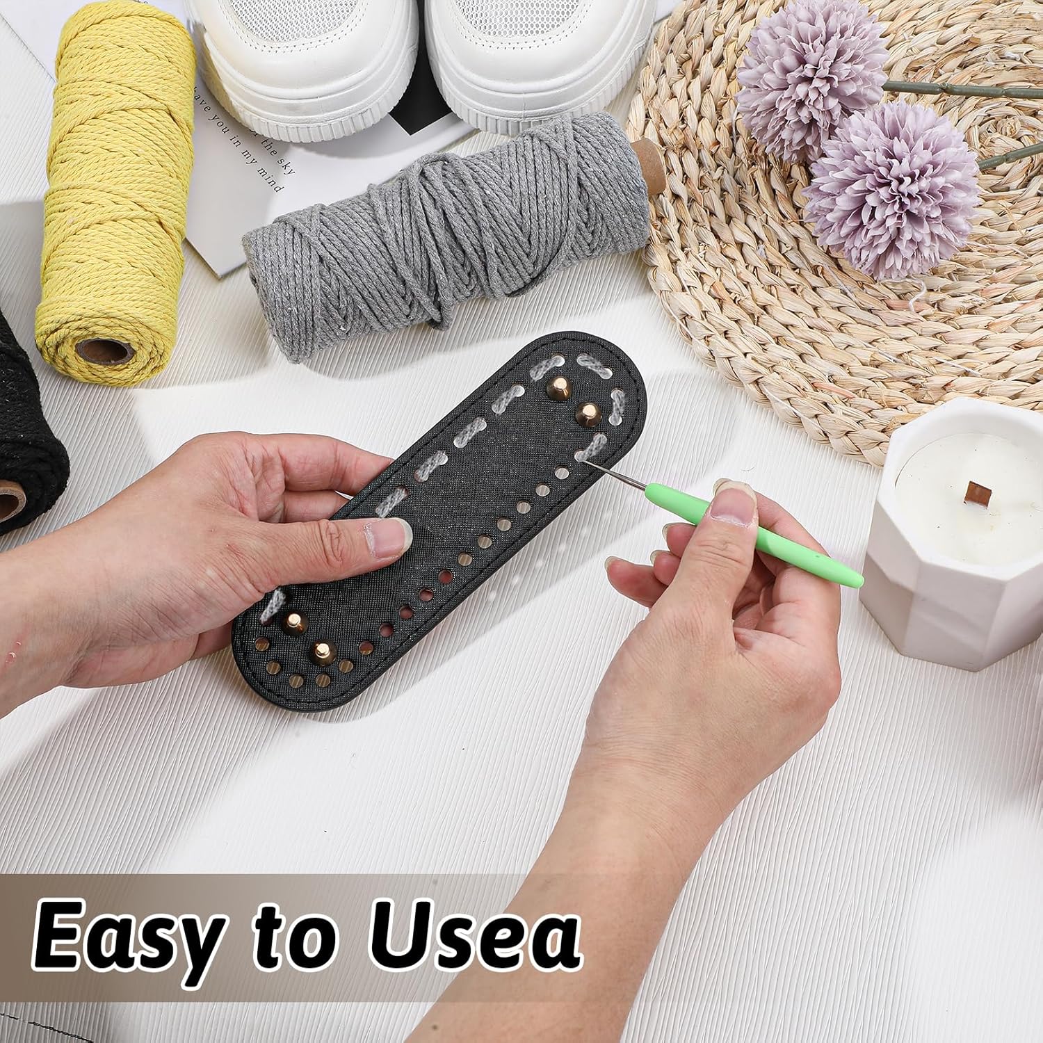 4 Pcs Black Purse Bottom for Crochet Bag Base Pu Leather Bag Bottom Base Leather Long Oval Purse Bottoms Making Supplies with Holes for DIY Crochet Bags Shoulder Bags Craft Making (Black) - Image 4