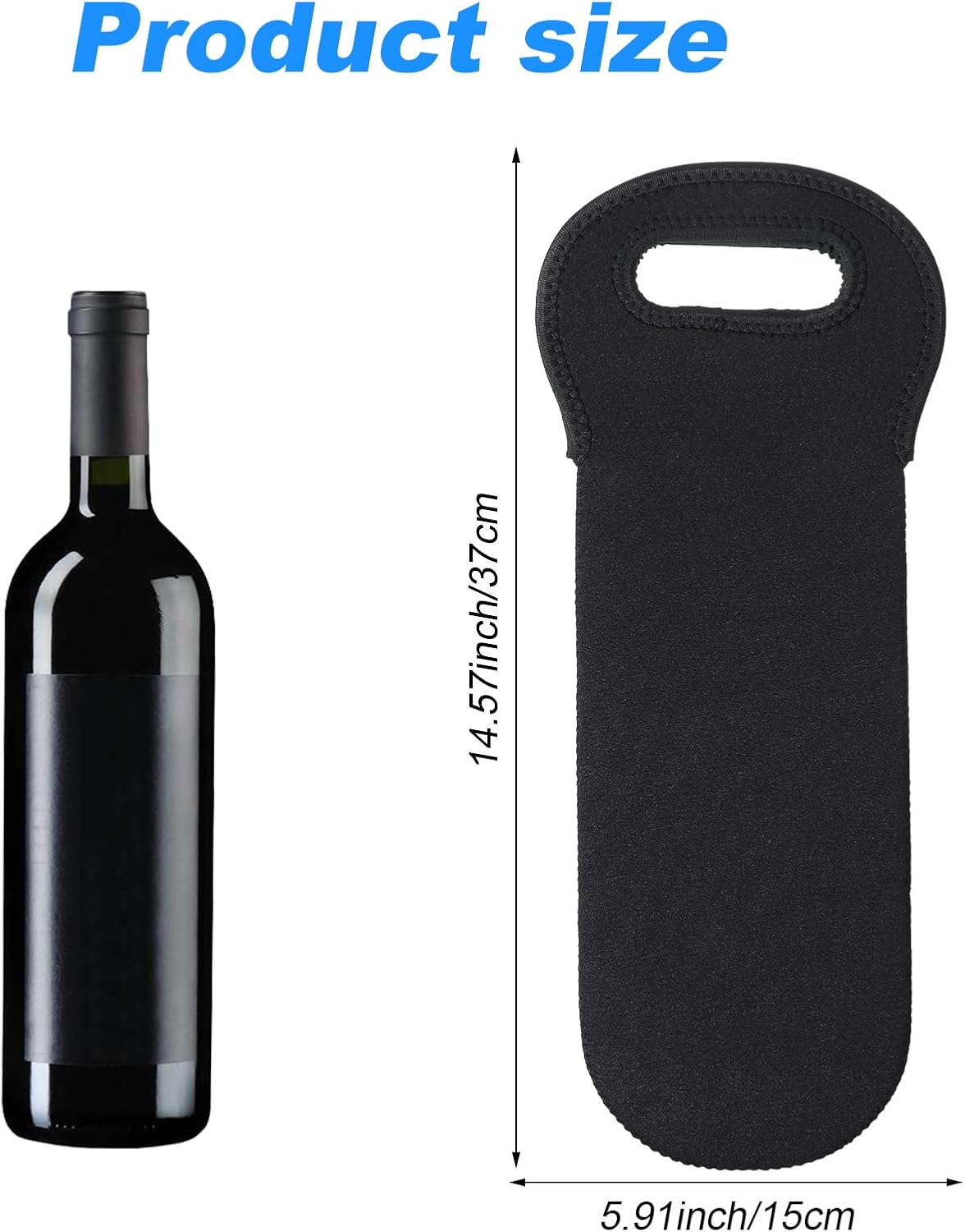Wine Tote Carrier Bag, Insulated Wine Cooler Bag for Wines Beer Champagne Drinks Bottles, Portable Neoprene Material Wines bottle Tote Holders for Restaurant Travel Picnic Party (Blue, 37 × 15 cm) - Image 1