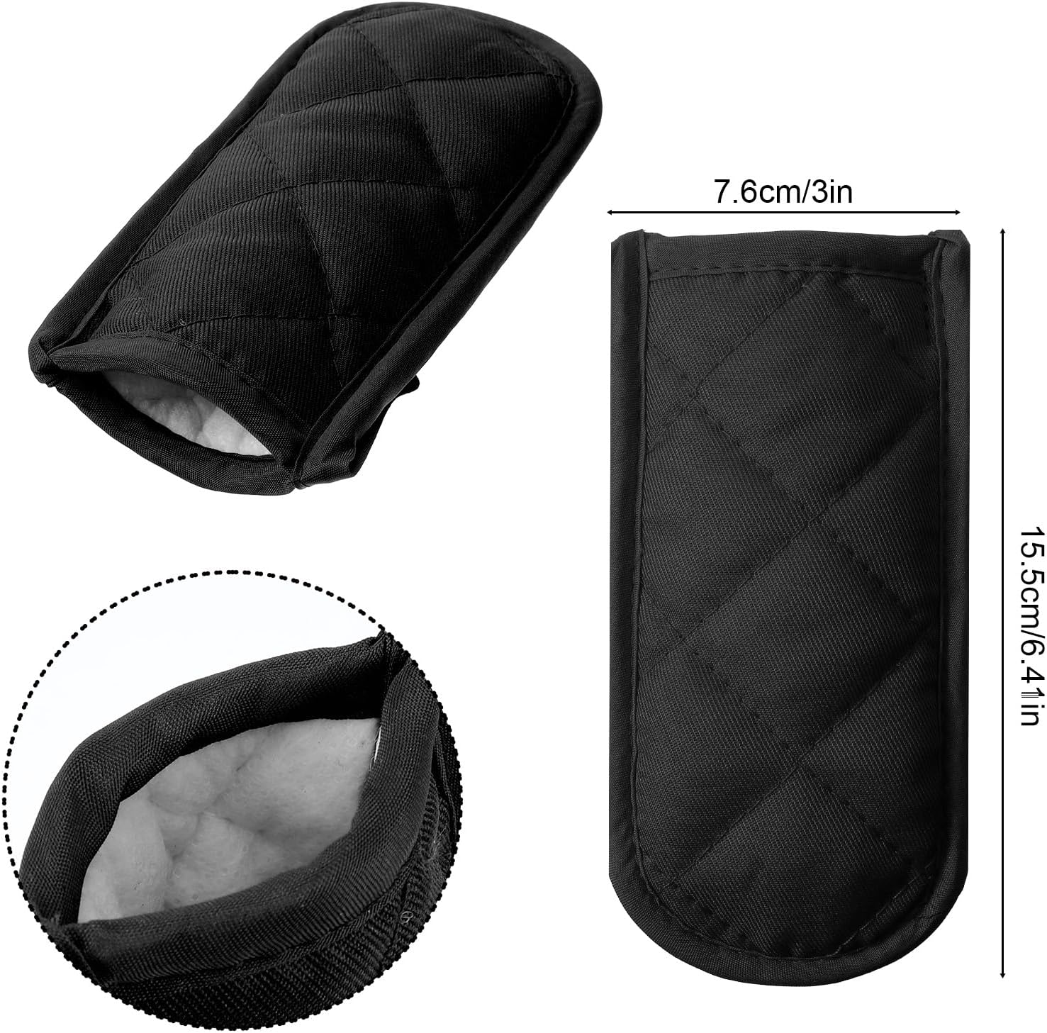 Xindojuz 4 PCS Cast Iron Skillet Handle Covers, Pan Pot Handle Holders Heat Resistant Non-Slip Cotton Cast Iron Handles Sleeves Mitt Protector for Kitchen, BBQ and Baking Cookware(Black) - Image 1