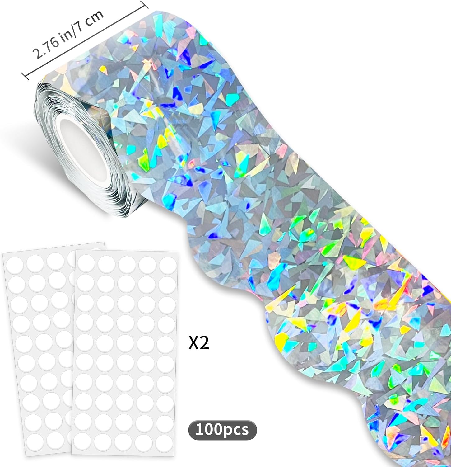 STARLIBOO 60 Feet Bulletin Board Borders, Holographic Scalloped Rolled Border Trim for School, Classroom & Offices - Image 1