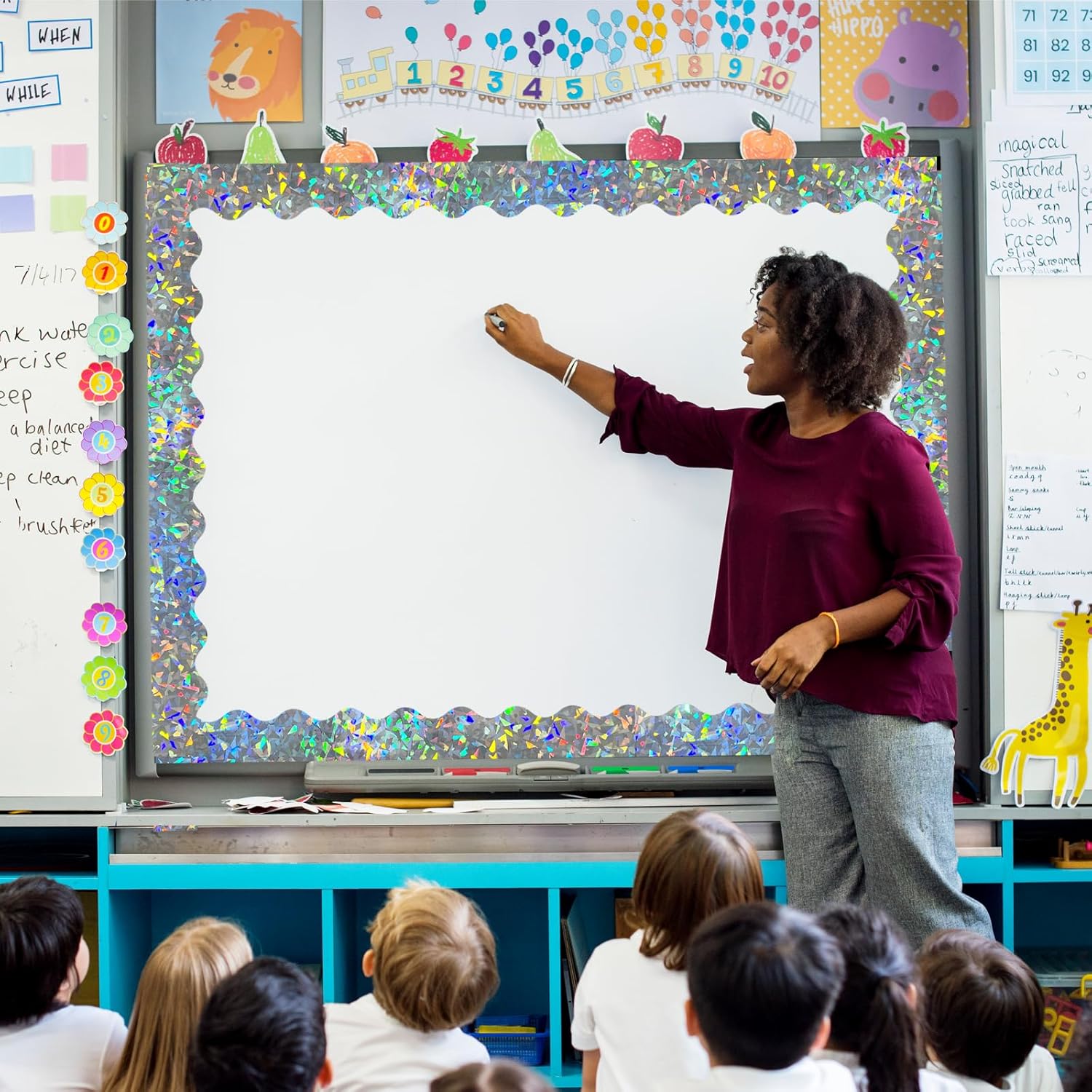 STARLIBOO 60 Feet Bulletin Board Borders, Holographic Scalloped Rolled Border Trim for School, Classroom & Offices - Image 2