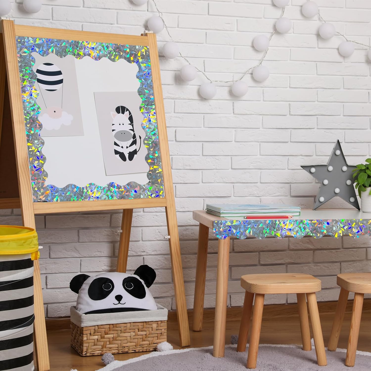 STARLIBOO 60 Feet Bulletin Board Borders, Holographic Scalloped Rolled Border Trim for School, Classroom & Offices - Image 4