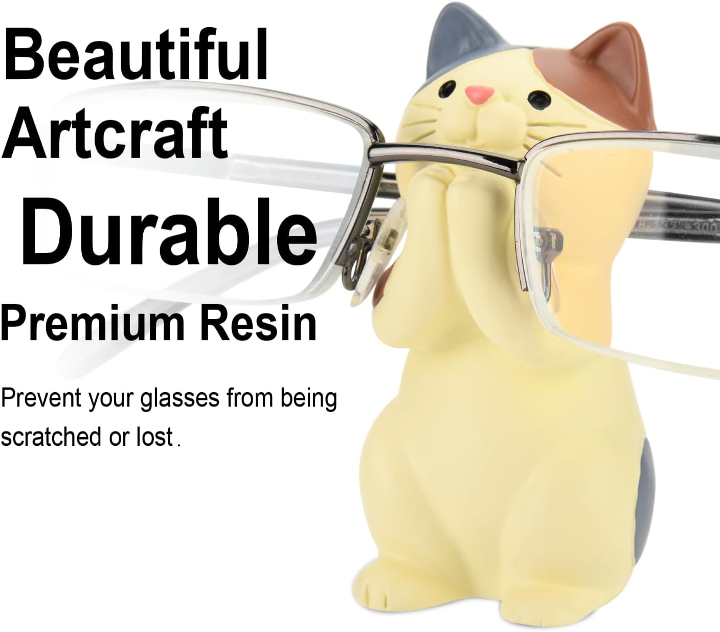 Creative Glasses Holder Stand for Desk, Cute Cat Eyeglasses Holder Display Stand, Sunglasses Spectacle Display Rack, Fun Resin Glasses Keeper Optical Accessories, Nightstand Home Office Desk Decor (Cat) - Image 1