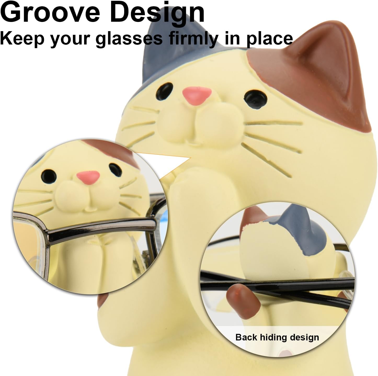 Creative Glasses Holder Stand for Desk, Cute Cat Eyeglasses Holder Display Stand, Sunglasses Spectacle Display Rack, Fun Resin Glasses Keeper Optical Accessories, Nightstand Home Office Desk Decor (Cat) - Image 2