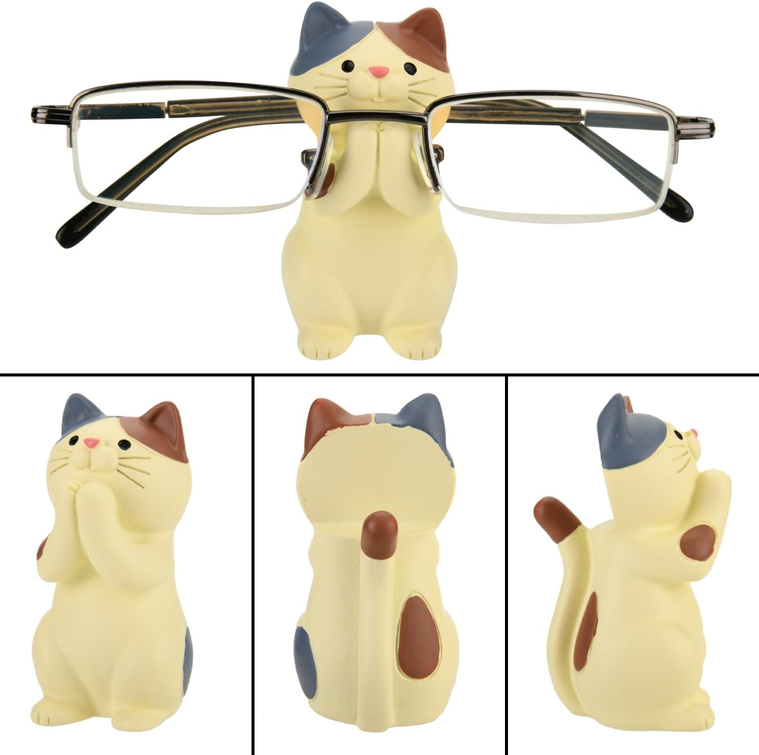 Creative Glasses Holder Stand for Desk, Cute Cat Eyeglasses Holder Display Stand, Sunglasses Spectacle Display Rack, Fun Resin Glasses Keeper Optical Accessories, Nightstand Home Office Desk Decor (Cat) - Image 3